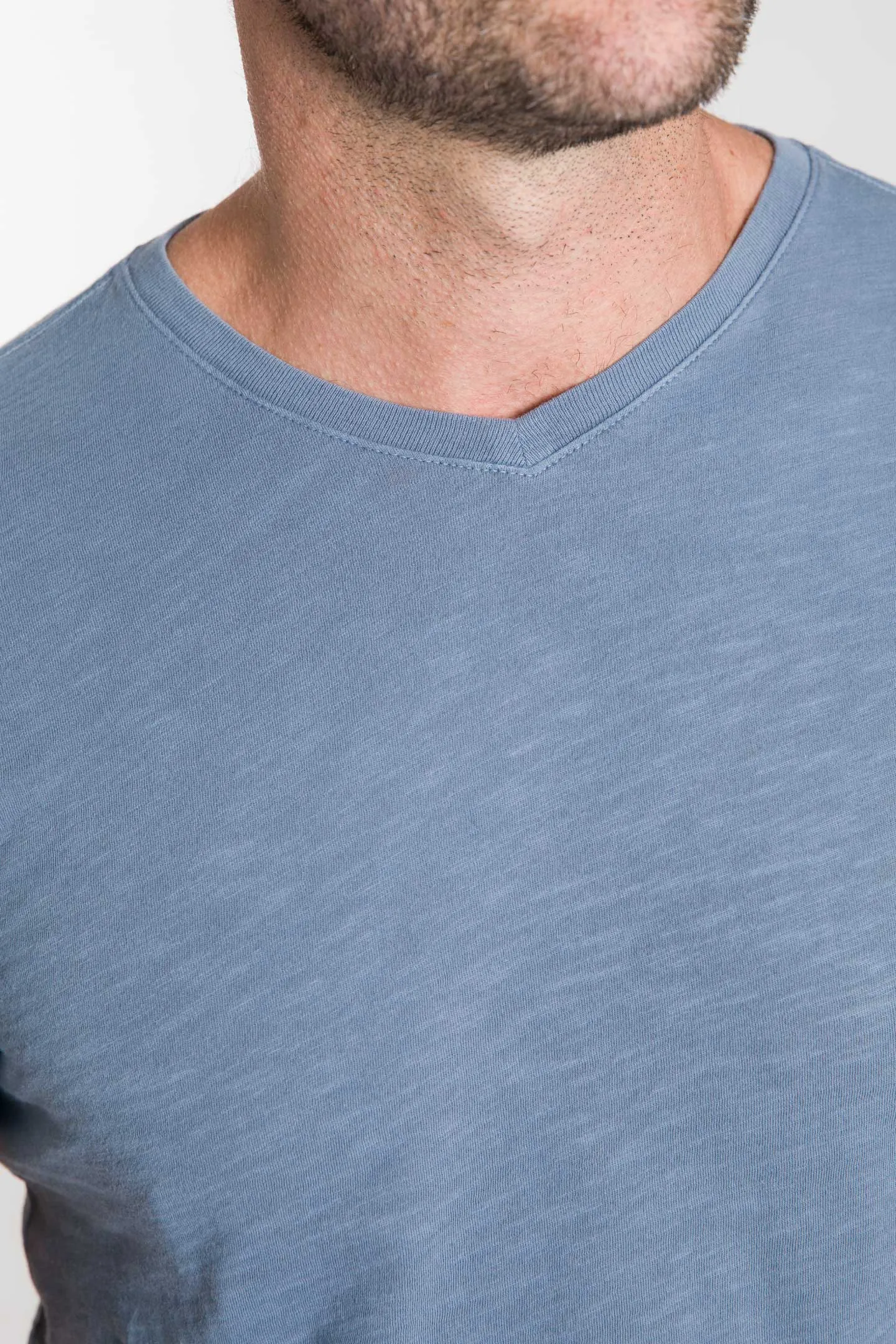Lightweight Washed Blue V Neck Tee sold by Ash & Erie product image thumbnail 5