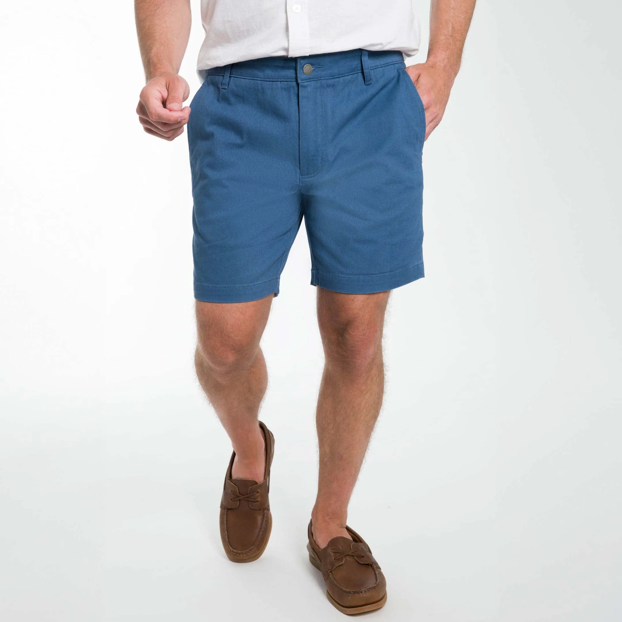 Dark Blue Lightweight Stretch Chino Short sold by Ash & Erie