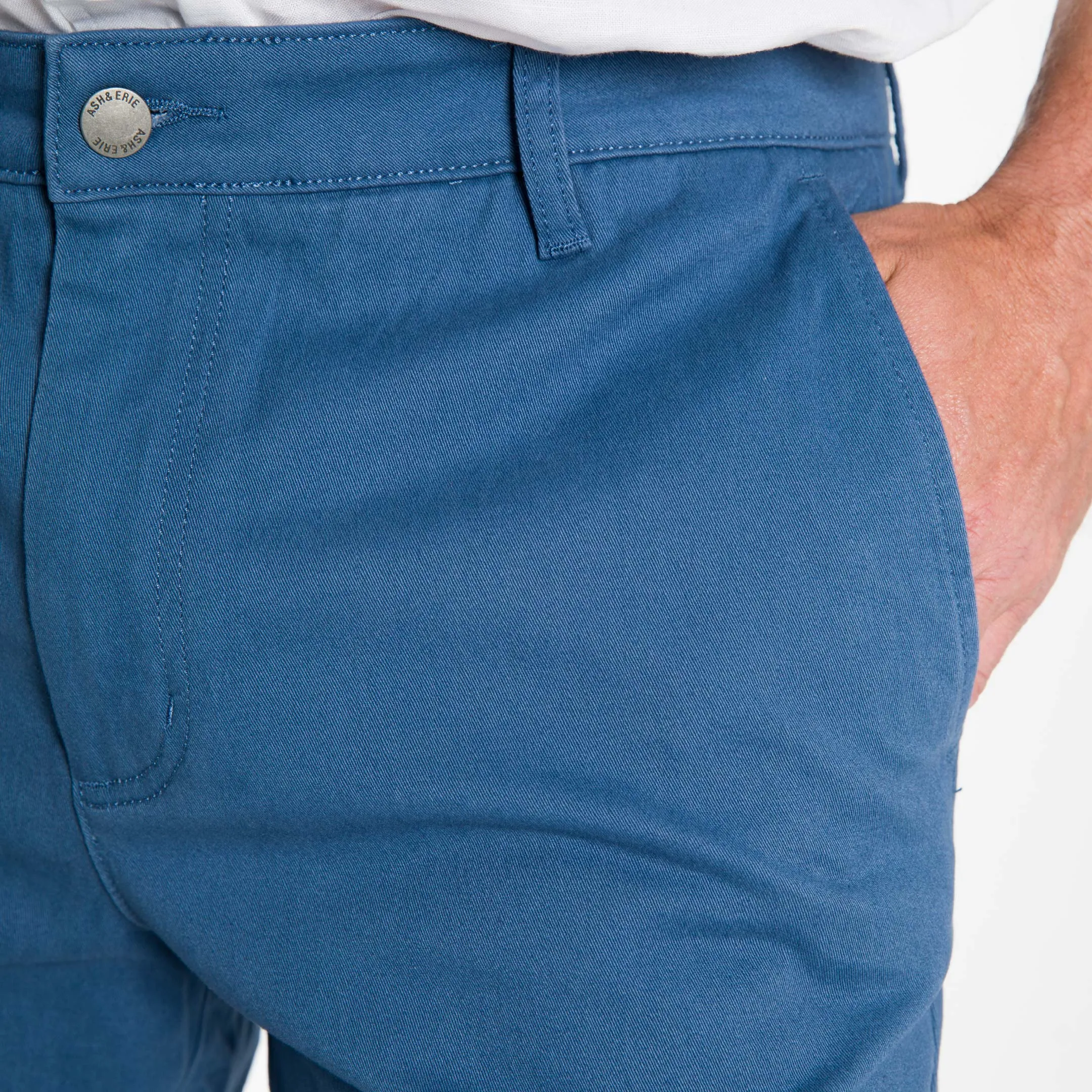 Dark Blue Lightweight Stretch Chino Short sold by Ash & Erie product image thumbnail 5