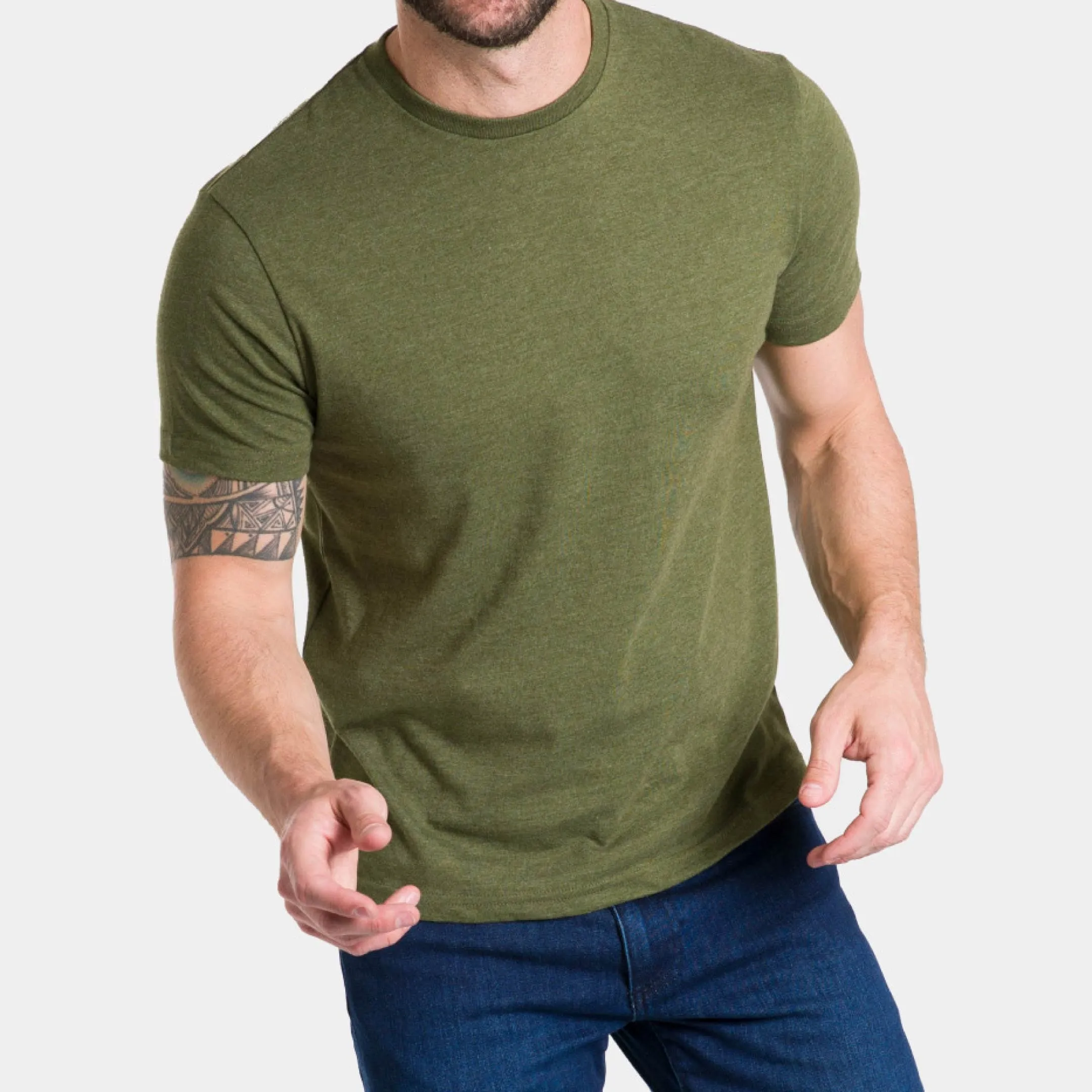 Heather Dark Green Crew Neck Tee sold by Ash & Erie product image thumbnail 4