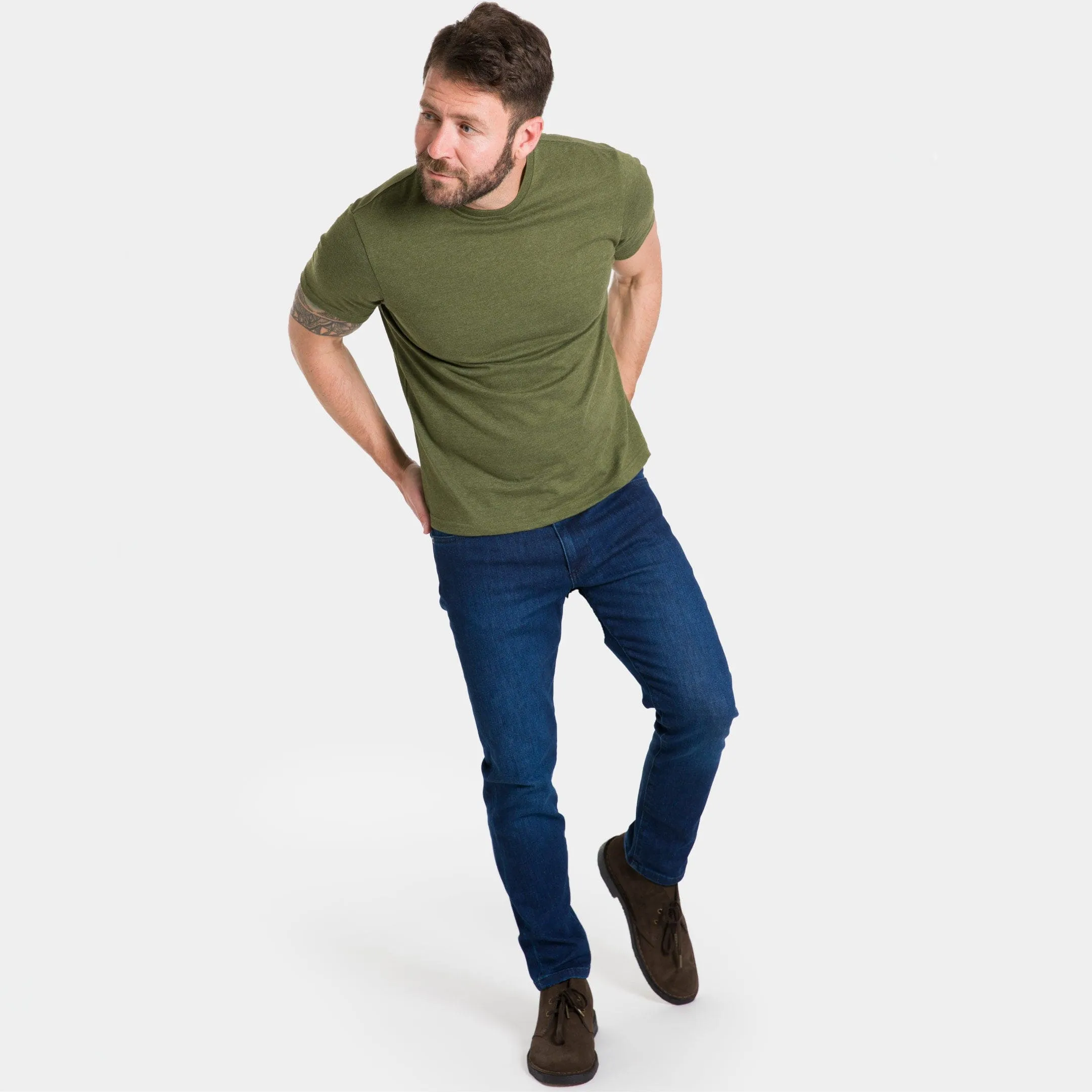 Heather Dark Green Crew Neck Tee sold by Ash & Erie product image thumbnail 2