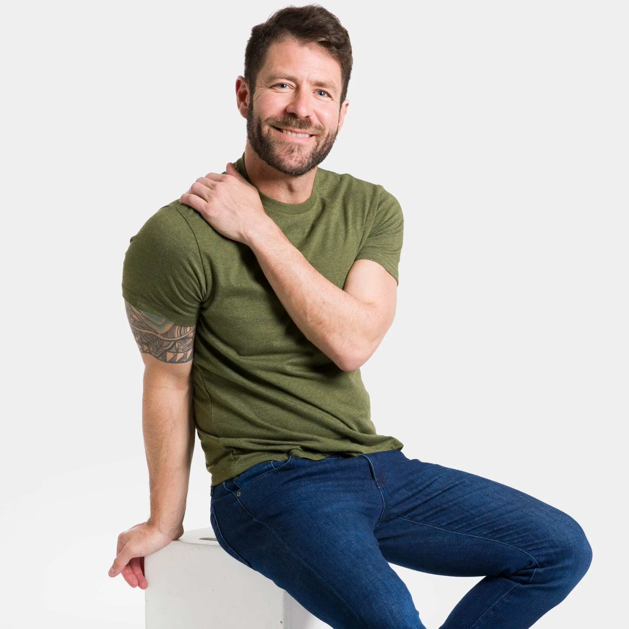 Heather Dark Green Crew Neck Tee sold by Ash & Erie