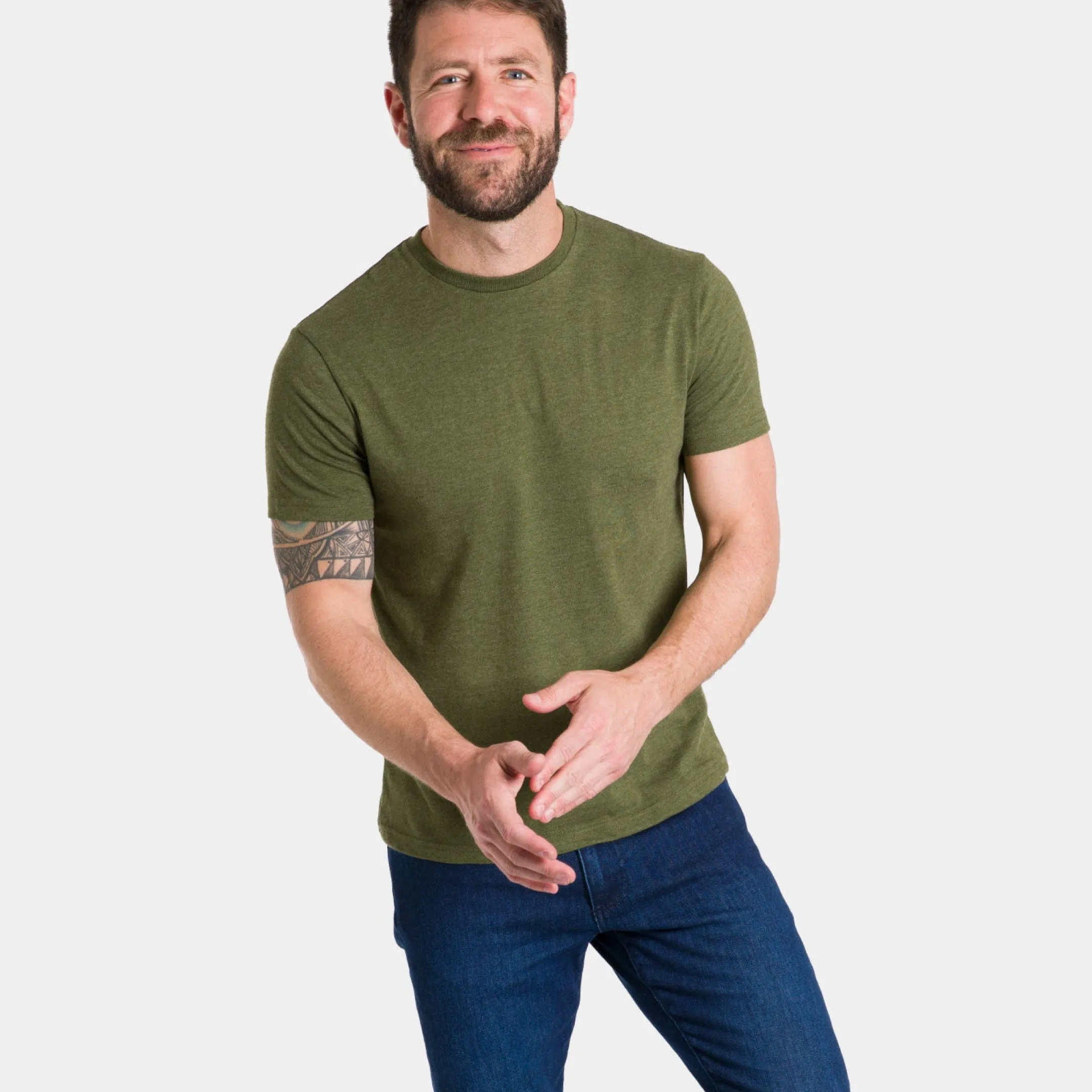 Heather Dark Green Crew Neck Tee sold by Ash & Erie product image thumbnail 5