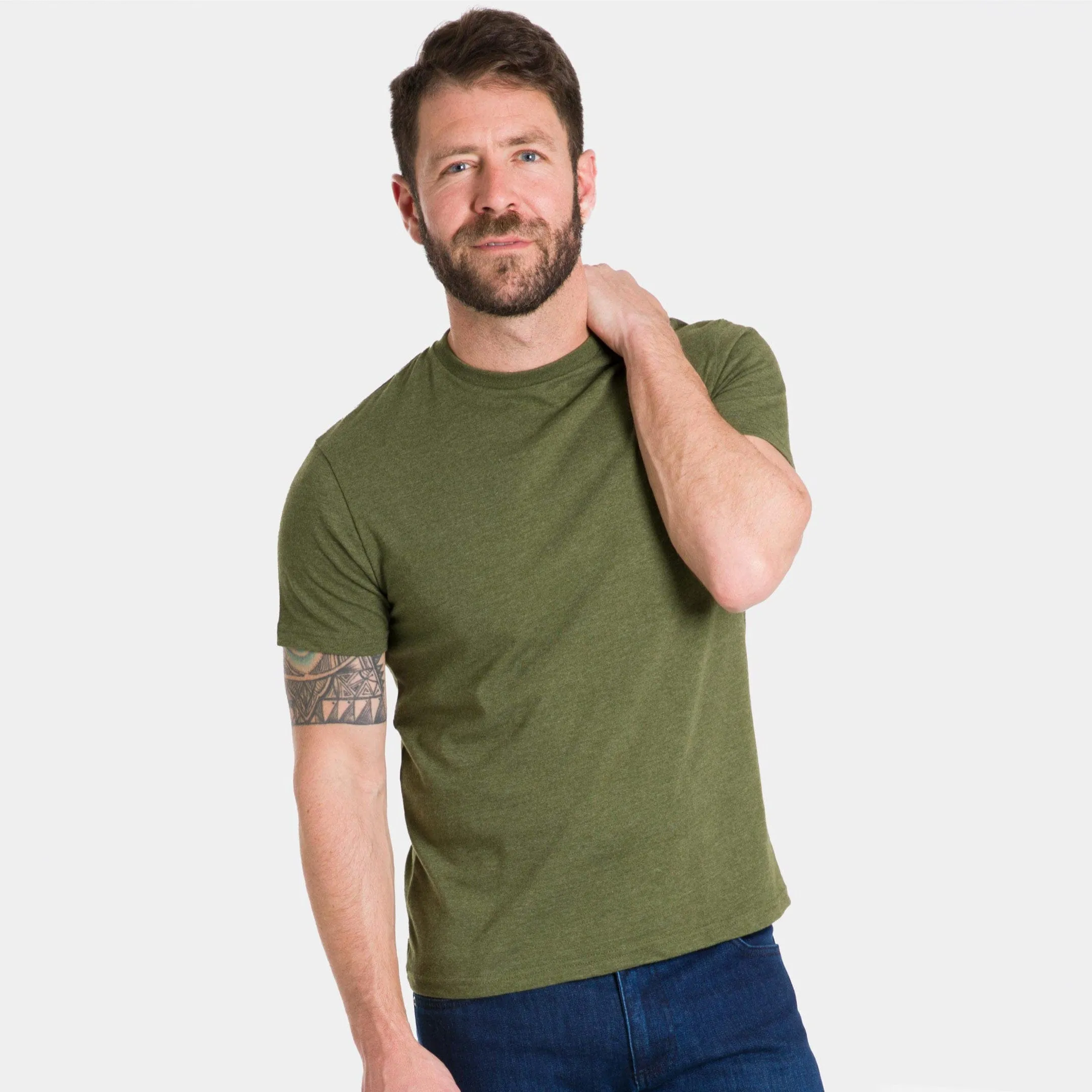 Heather Dark Green Crew Neck Tee sold by Ash & Erie product image thumbnail 3