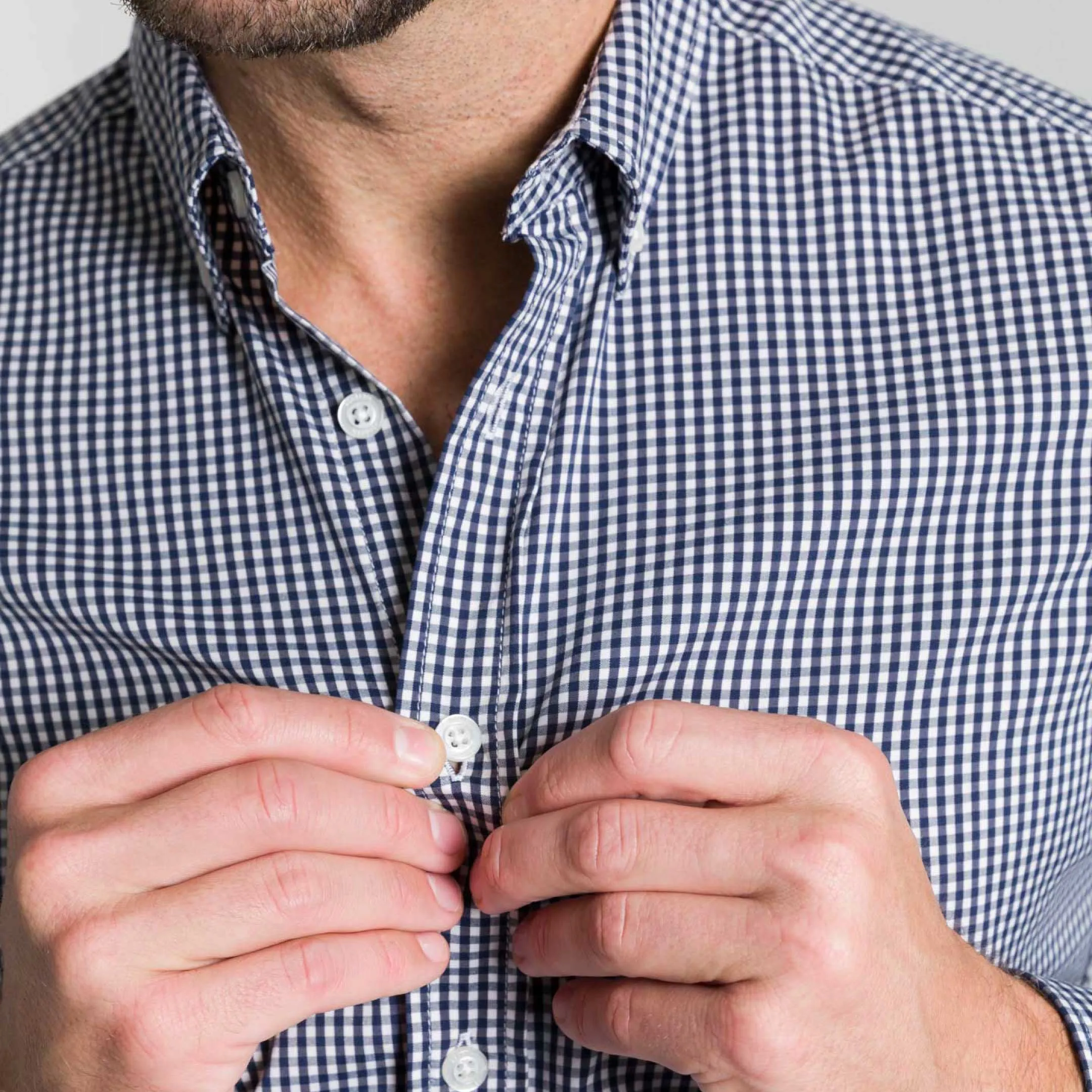 Navy Gingham Wrinkle Free Shirt sold by Ash & Erie product image thumbnail 4