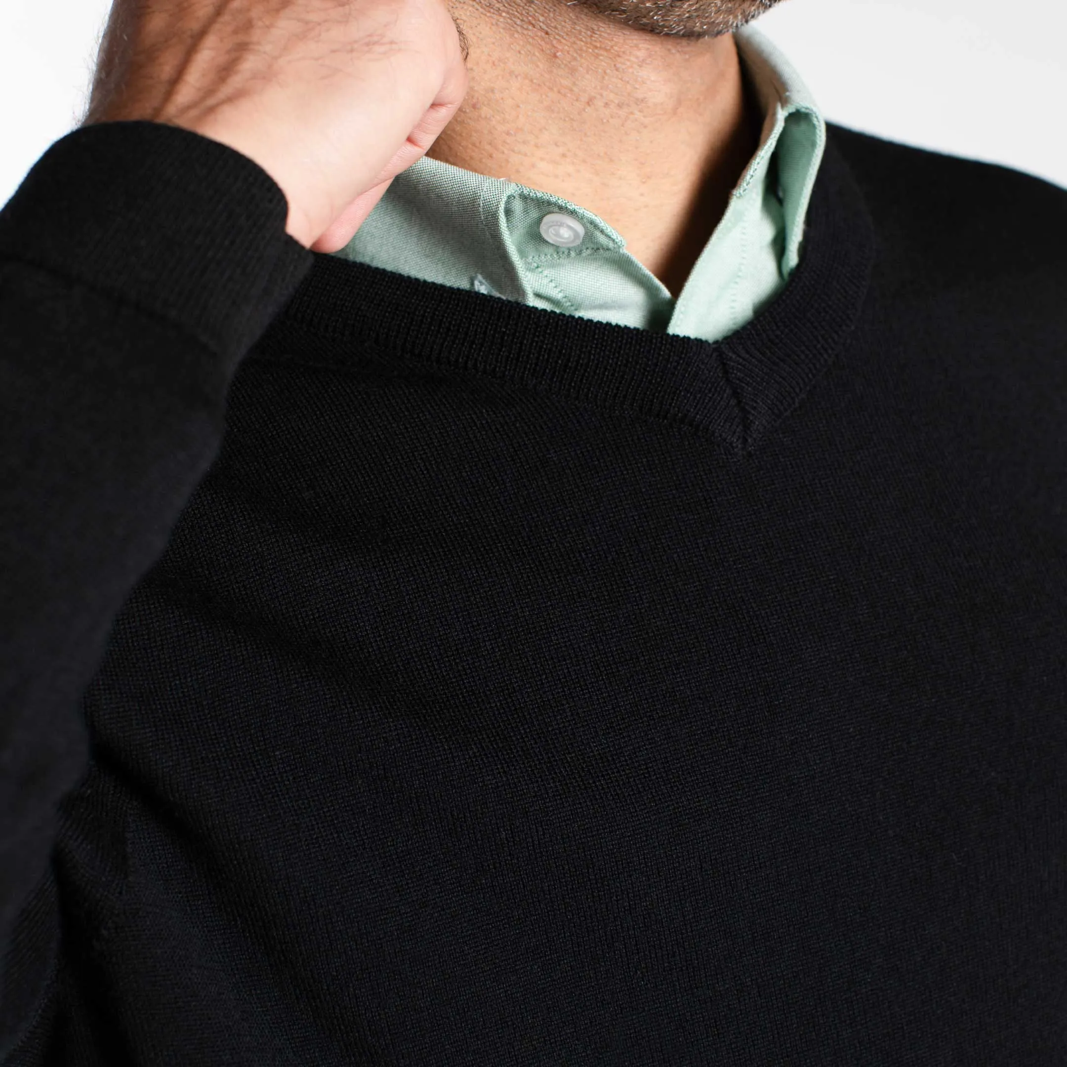 Black Merino V-Neck Sweater sold by Ash & Erie product image thumbnail 4