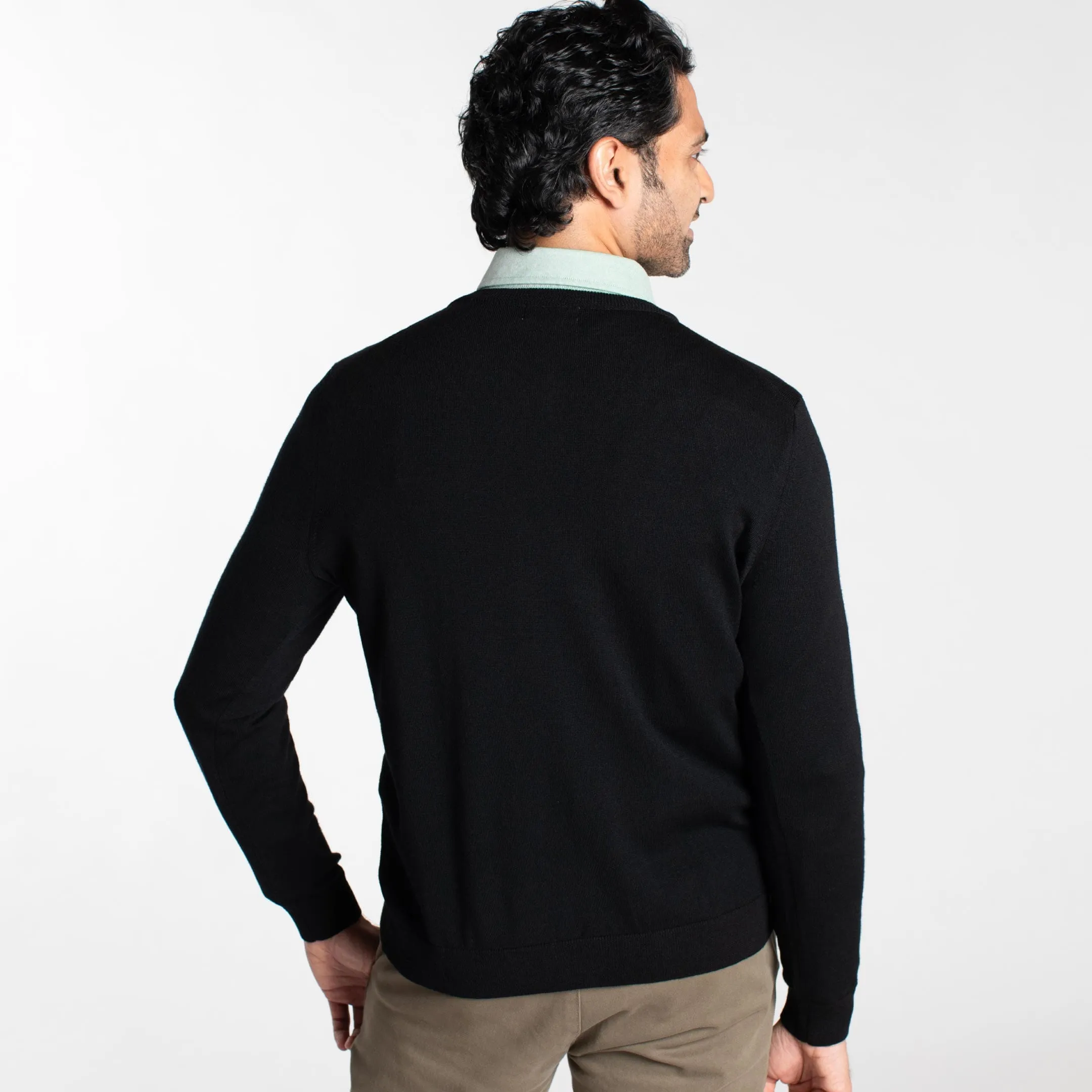 Black Merino V-Neck Sweater sold by Ash & Erie product image thumbnail 3