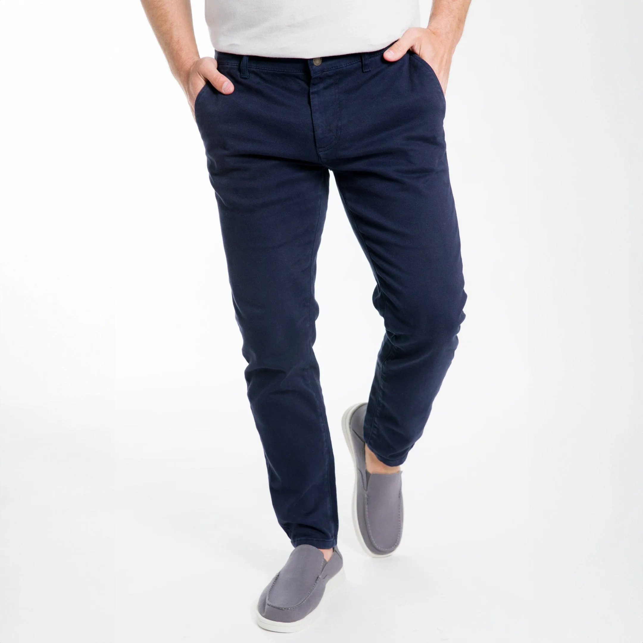 Navy Washed Stretch Chino sold by Ash & Erie