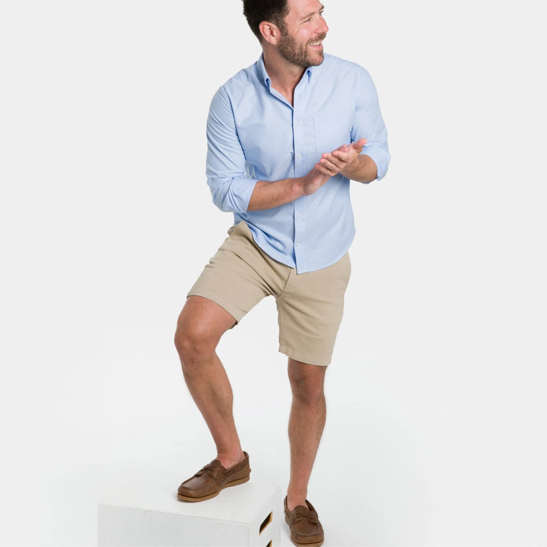 Classic Khaki Stretch Washed Chino Short sold by Ash & Erie product image thumbnail 2