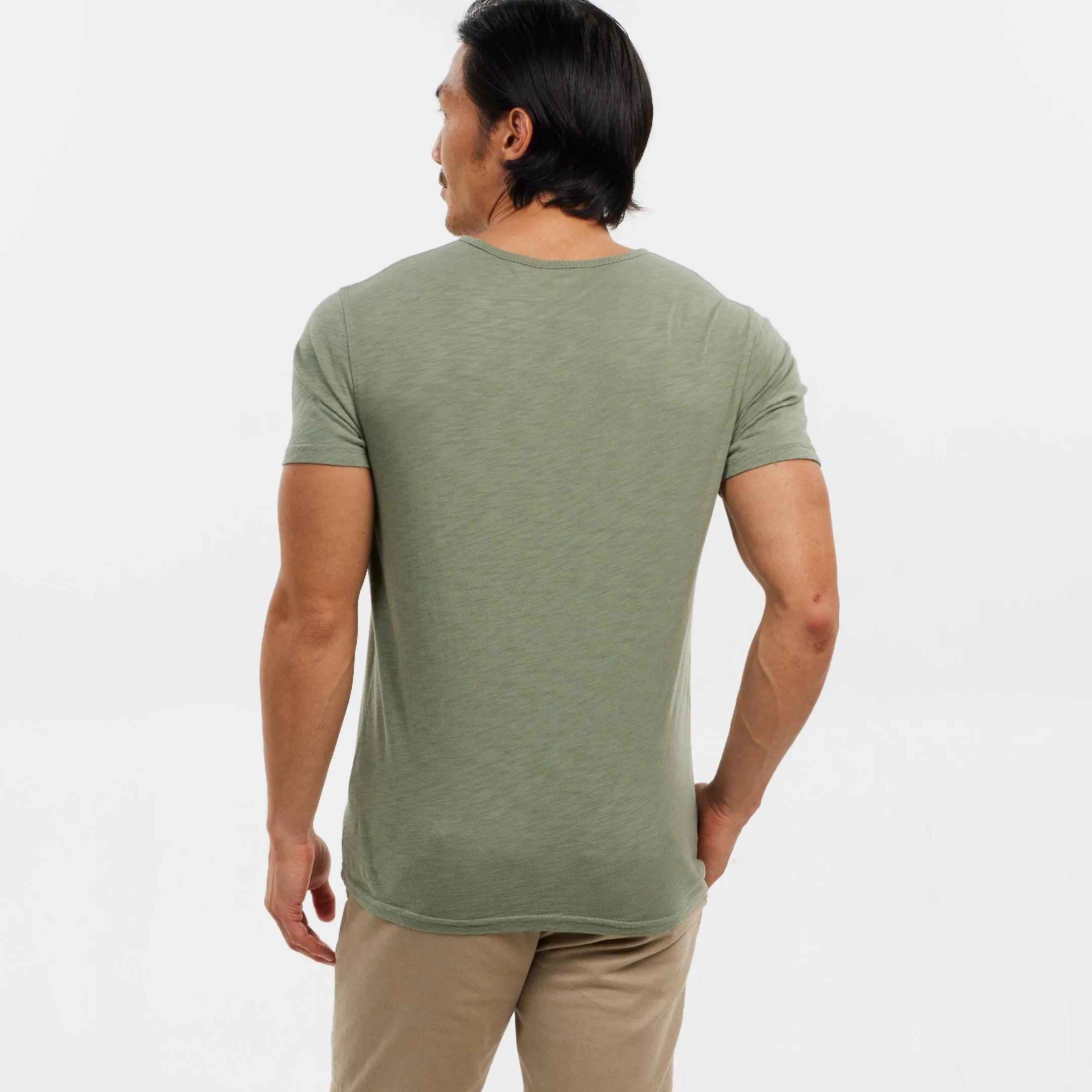 Lightweight Washed Muted Green V Neck Tee sold by Ash & Erie product image thumbnail 3