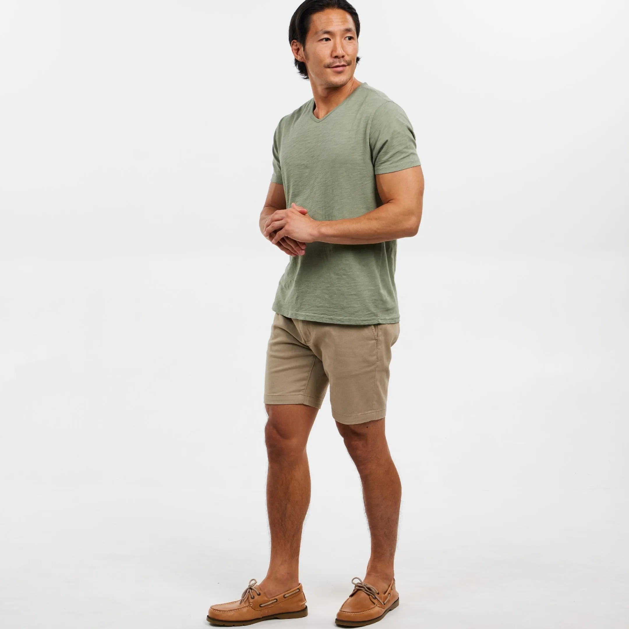 Lightweight Washed Muted Green V Neck Tee sold by Ash & Erie product image thumbnail 2