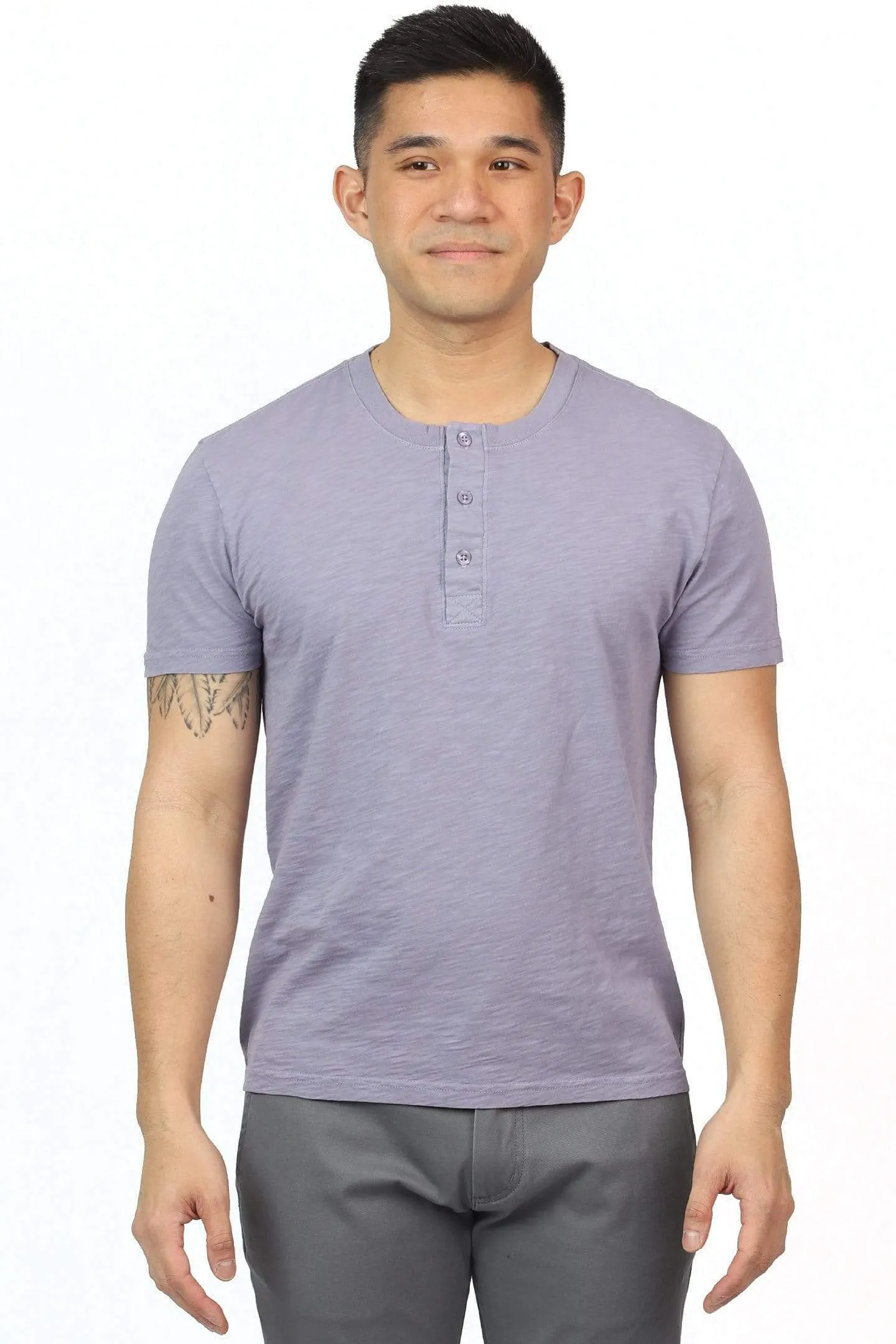 Lightweight Washed Dusty Mauve Short Sleeve Henley sold by Ash & Erie product image thumbnail 3