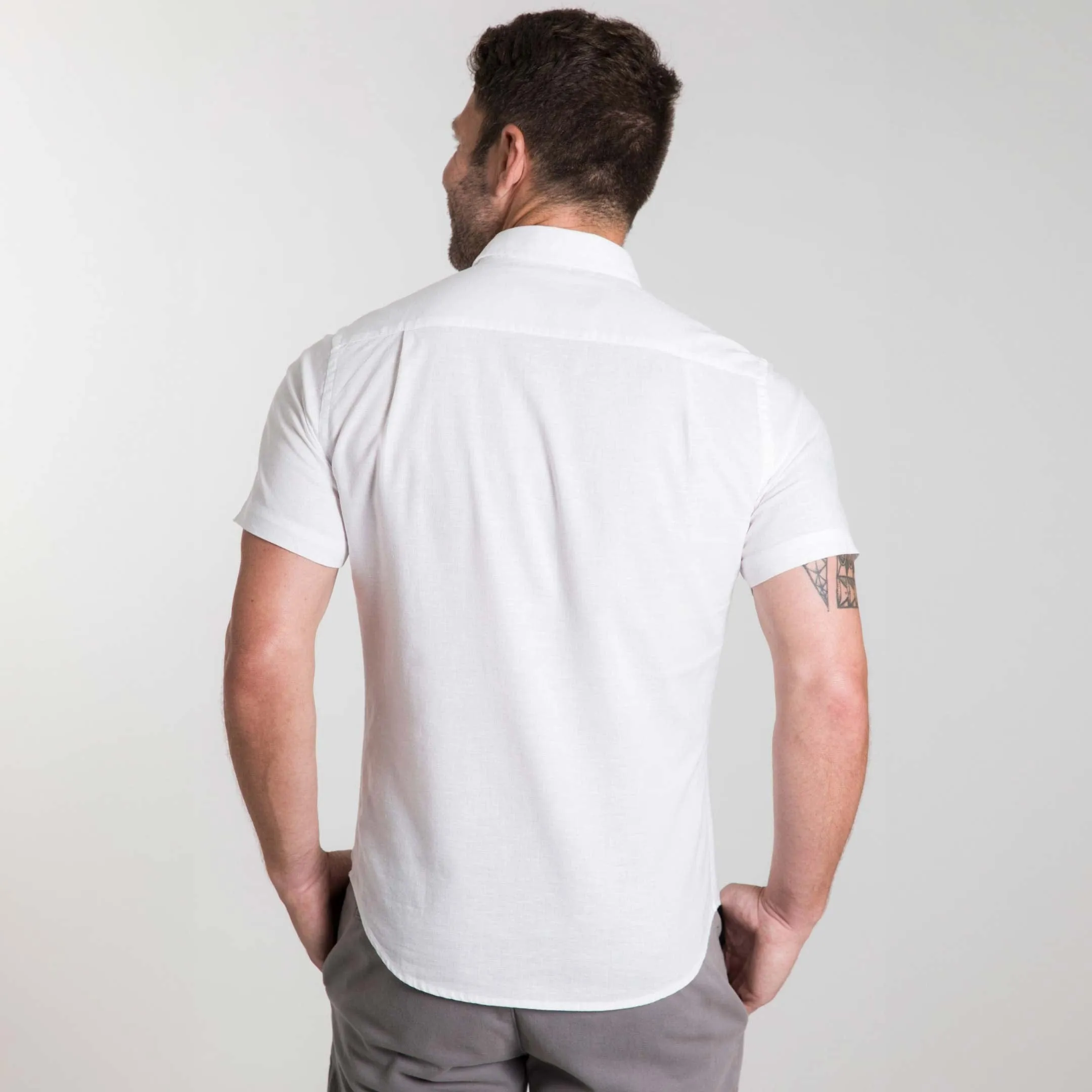 White Linen Short Sleeve Shirt sold by Ash & Erie product image thumbnail 3