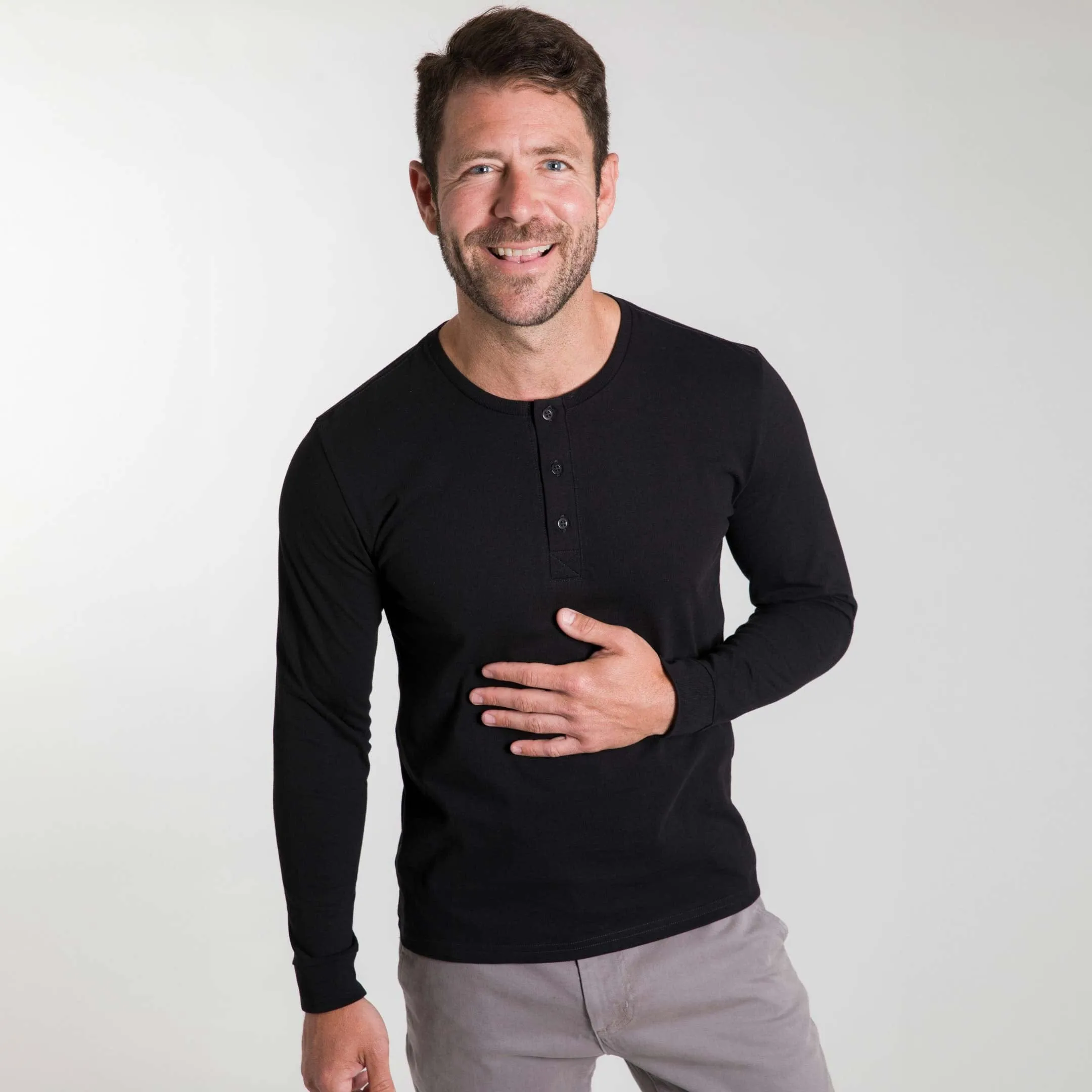Black Long Sleeve Pima Cotton Henley sold by Ash & Erie product image thumbnail 5