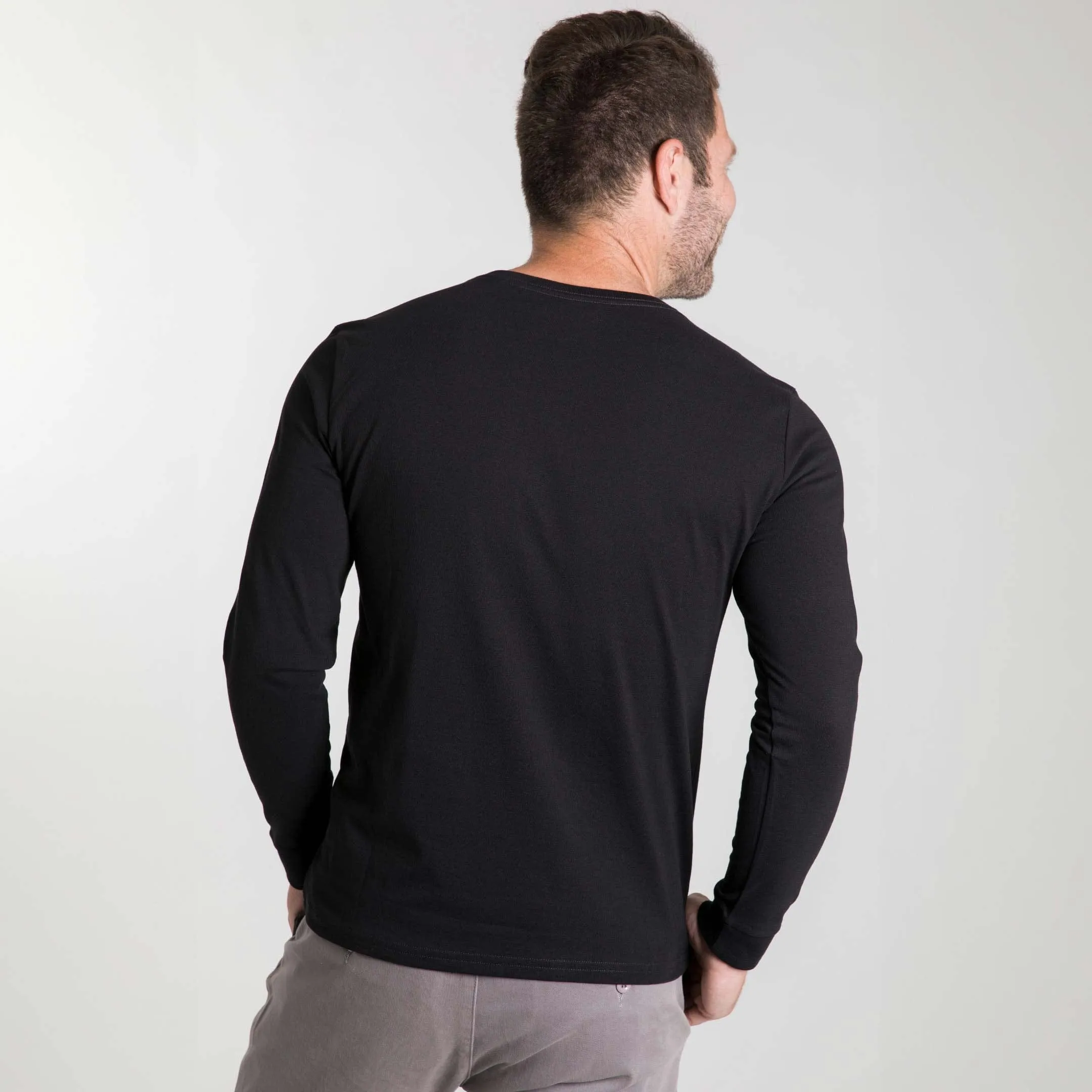 Black Long Sleeve Pima Cotton Henley sold by Ash & Erie product image thumbnail 3
