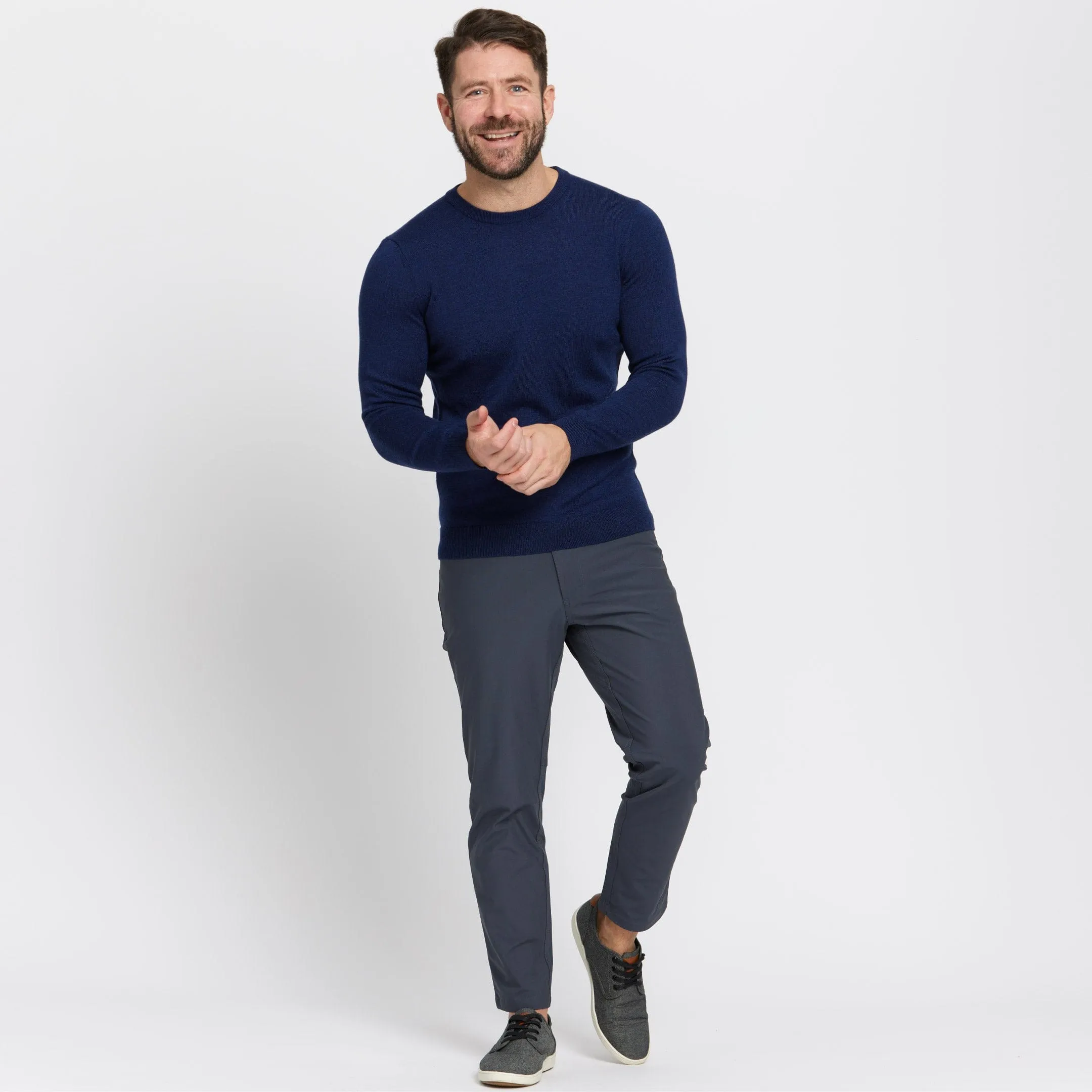 Dark Blue Merino Crew Neck Sweater sold by Ash & Erie product image thumbnail 2