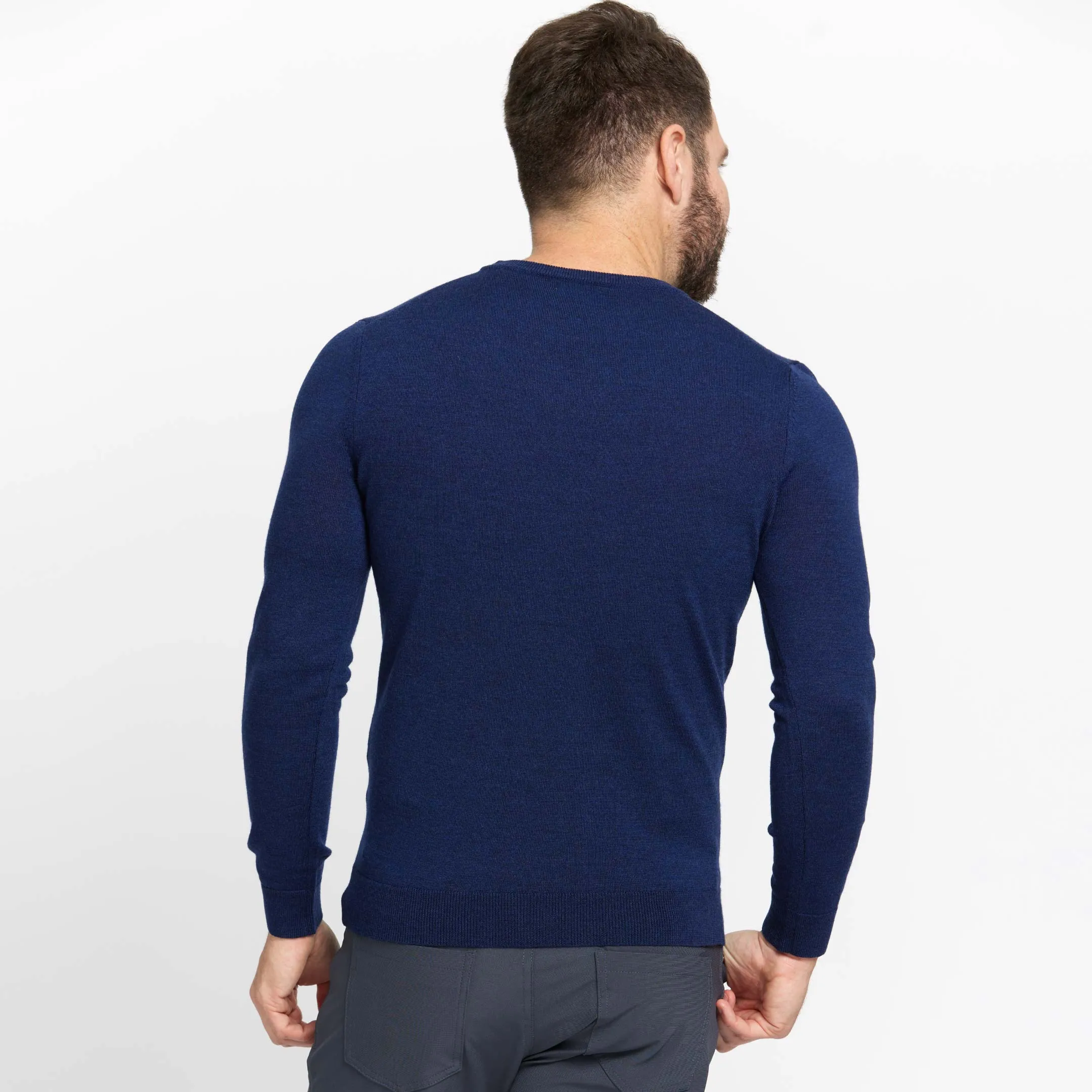 Dark Blue Merino Crew Neck Sweater sold by Ash & Erie product image thumbnail 3