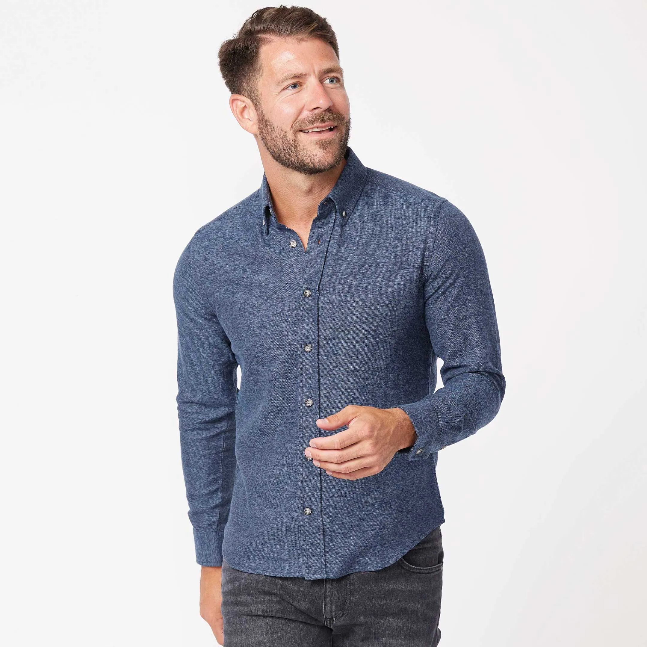Heather Indigo Brushed Shirt sold by Ash & Erie product image thumbnail 5