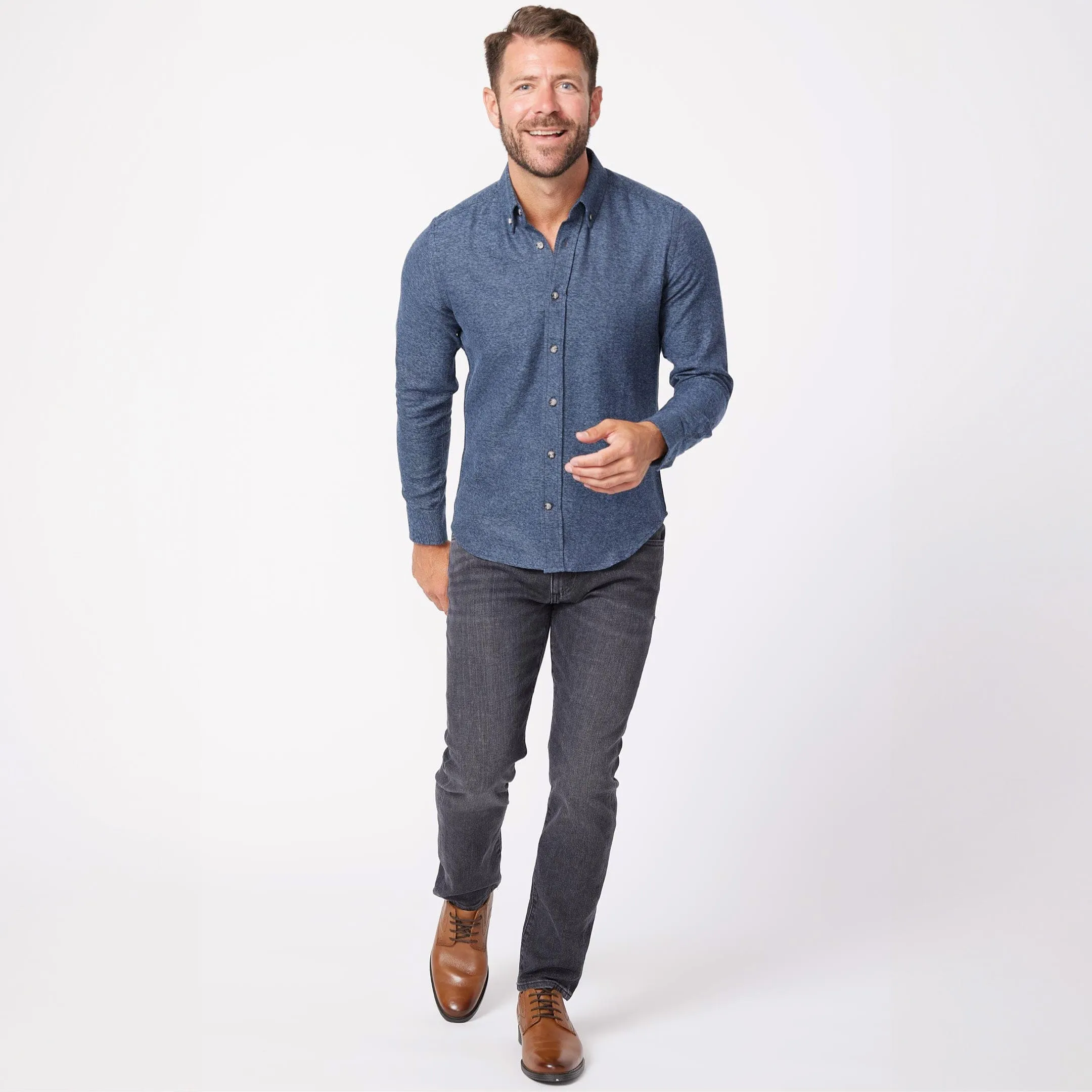 Heather Indigo Brushed Shirt sold by Ash & Erie product image thumbnail 2