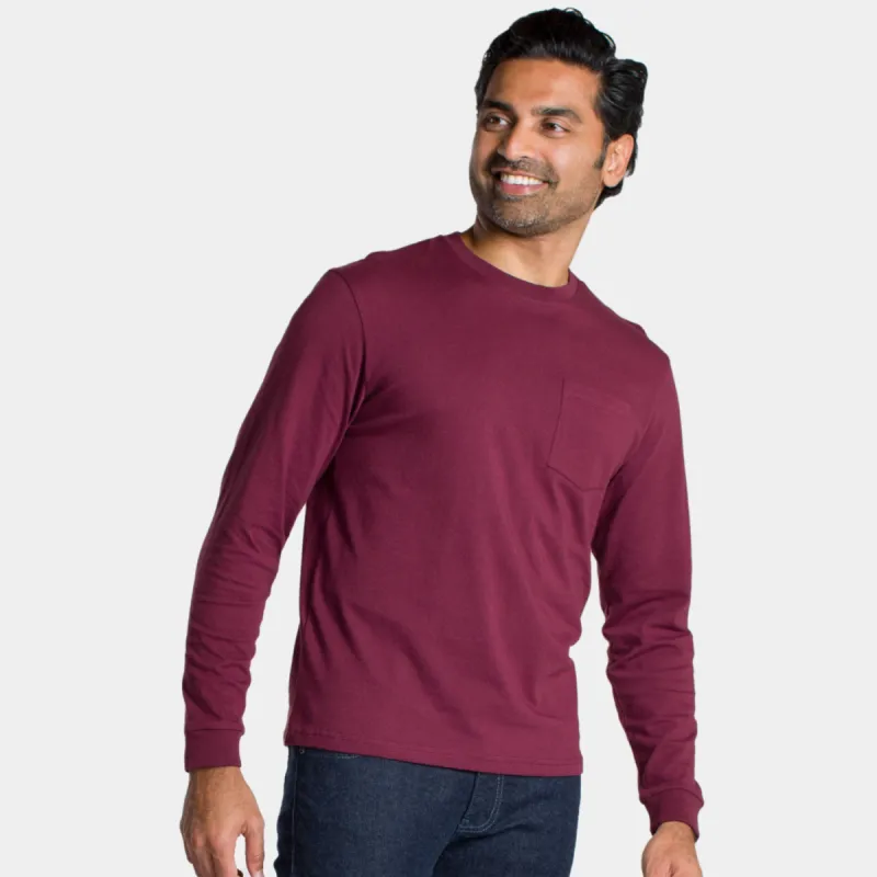 Burgundy Long Sleeve Pocket Tee sold by Ash & Erie