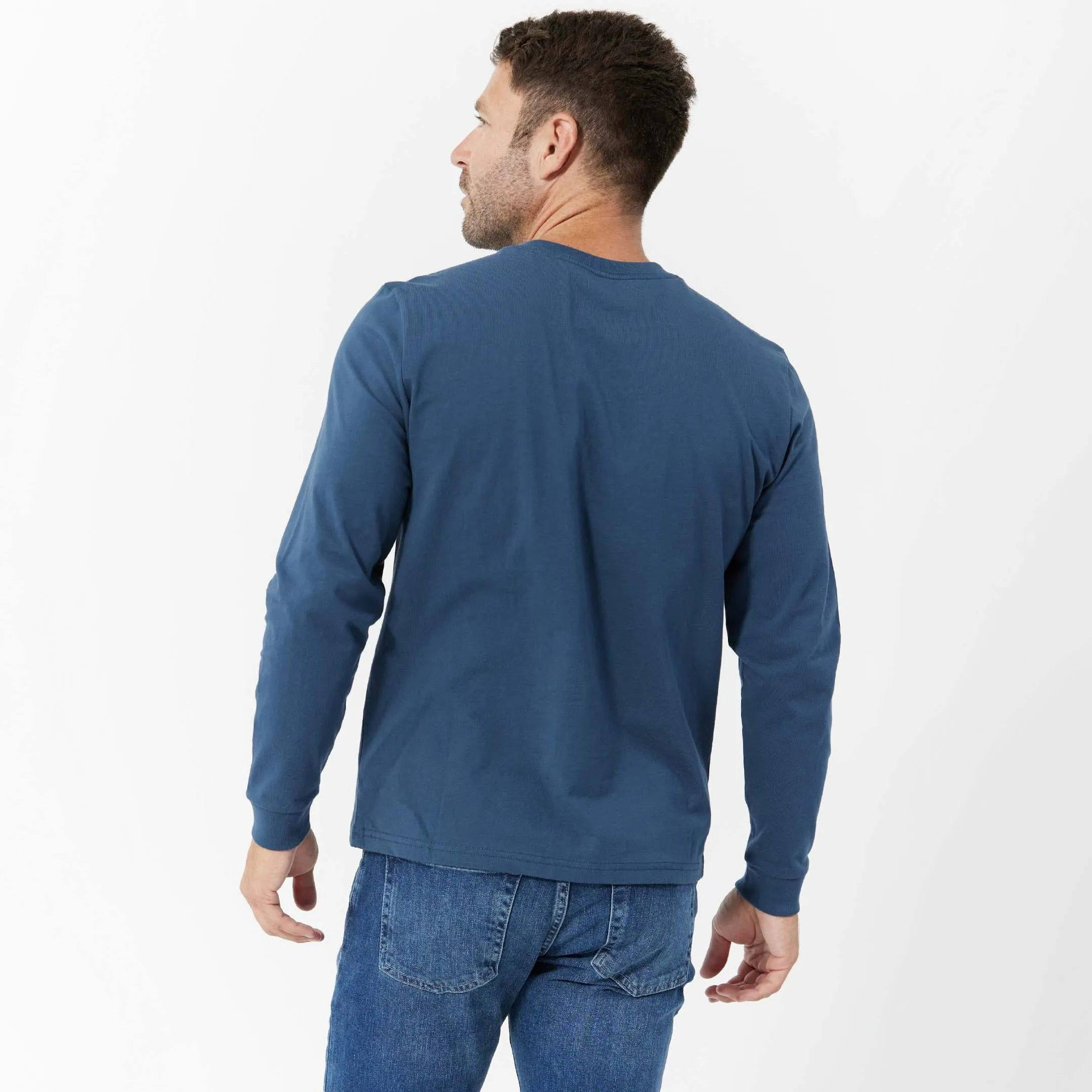 Bright Navy Long Sleeve Pima Cotton Henley sold by Ash & Erie product image thumbnail 3