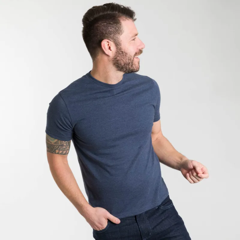 Heather Dark Navy Crew Neck Tee sold by Ash & Erie