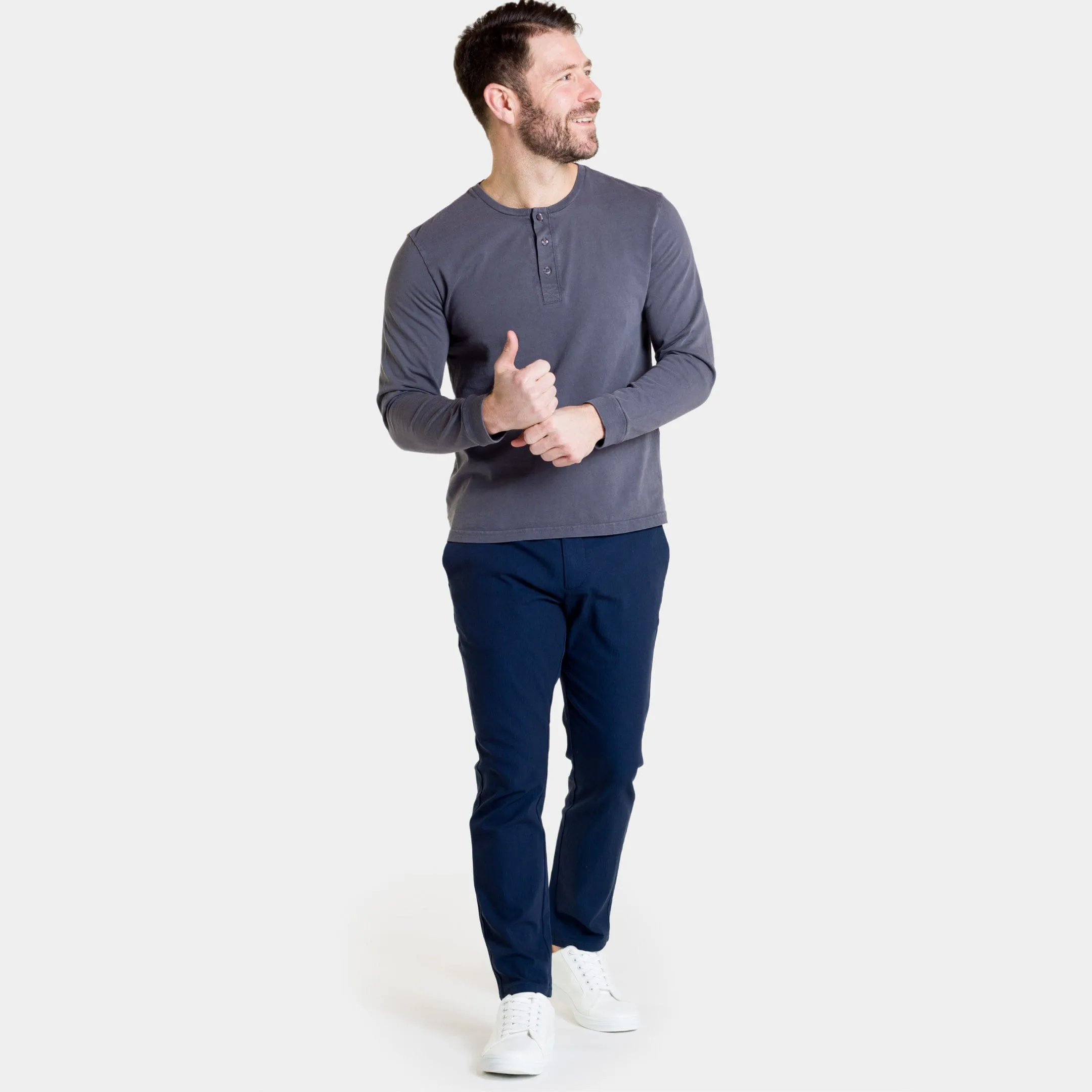 Washed Charcoal Long Sleeve Pima Cotton Henley sold by Ash & Erie product image thumbnail 2