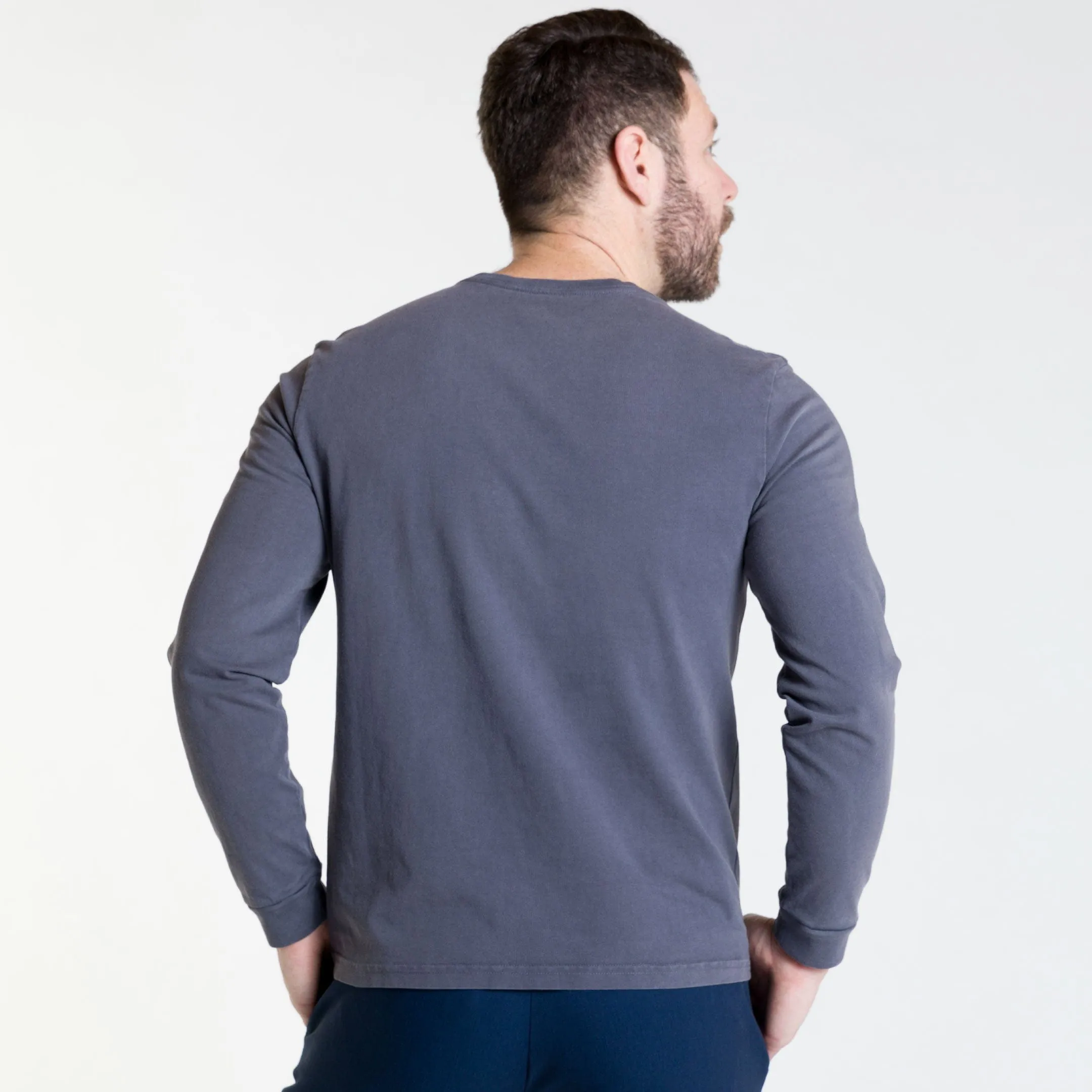 Washed Charcoal Long Sleeve Pima Cotton Henley sold by Ash & Erie product image thumbnail 3