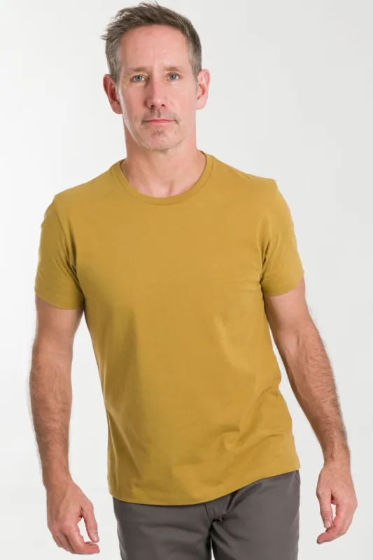 Mustard Pima Cotton Crew Neck Tee sold by Ash & Erie