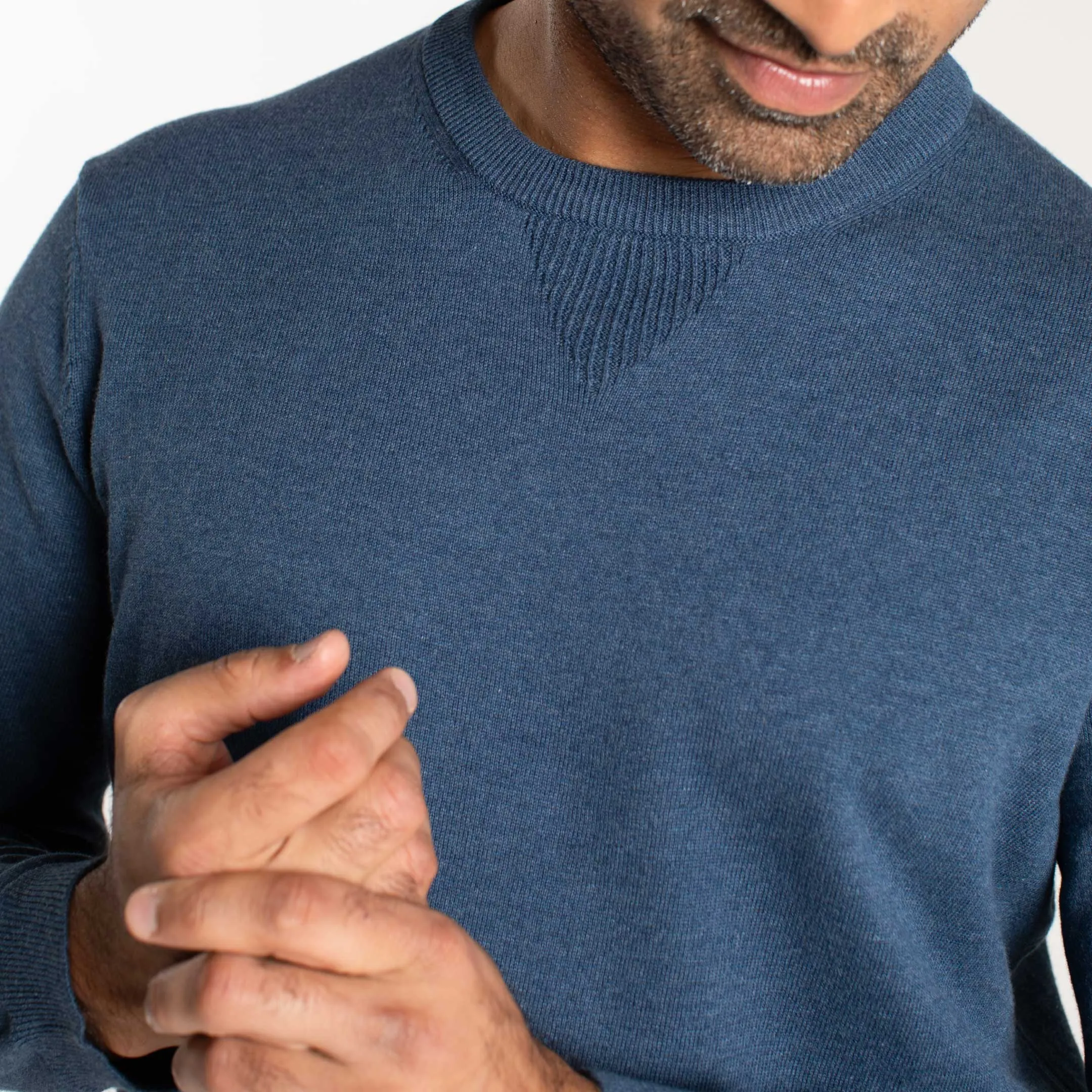 Bright Blue Cotton Crew Neck Sweater sold by Ash & Erie product image thumbnail 4