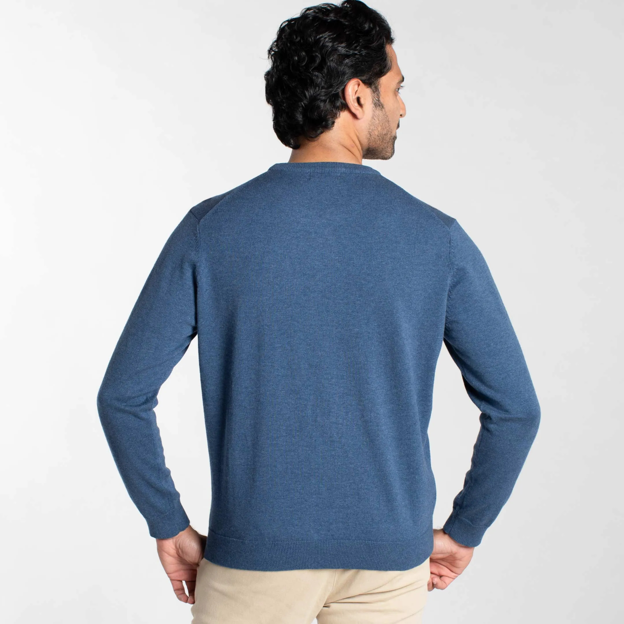 Bright Blue Cotton Crew Neck Sweater sold by Ash & Erie product image thumbnail 3