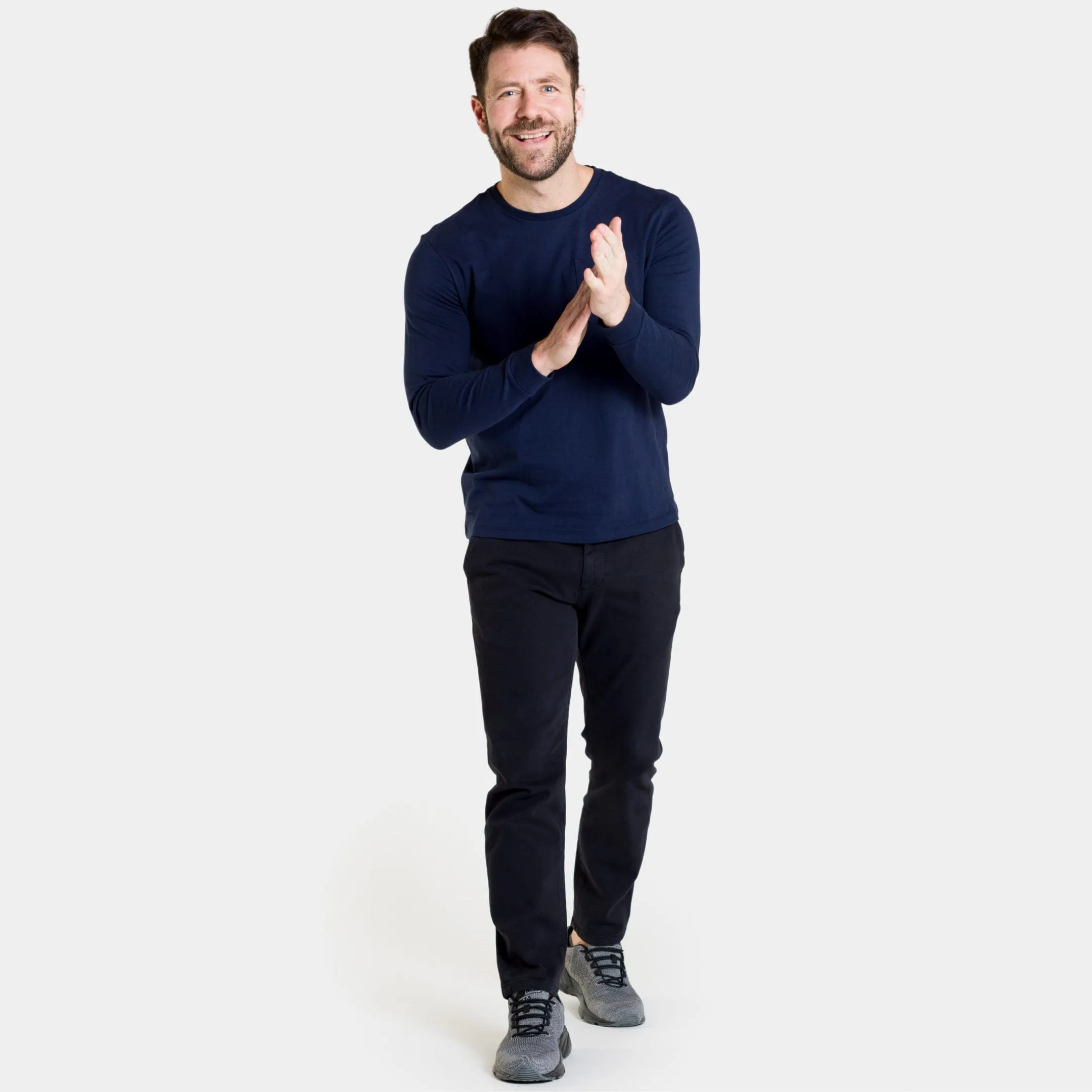 Navy Long Sleeve Pima Cotton Crew Neck Tee sold by Ash & Erie product image thumbnail 2