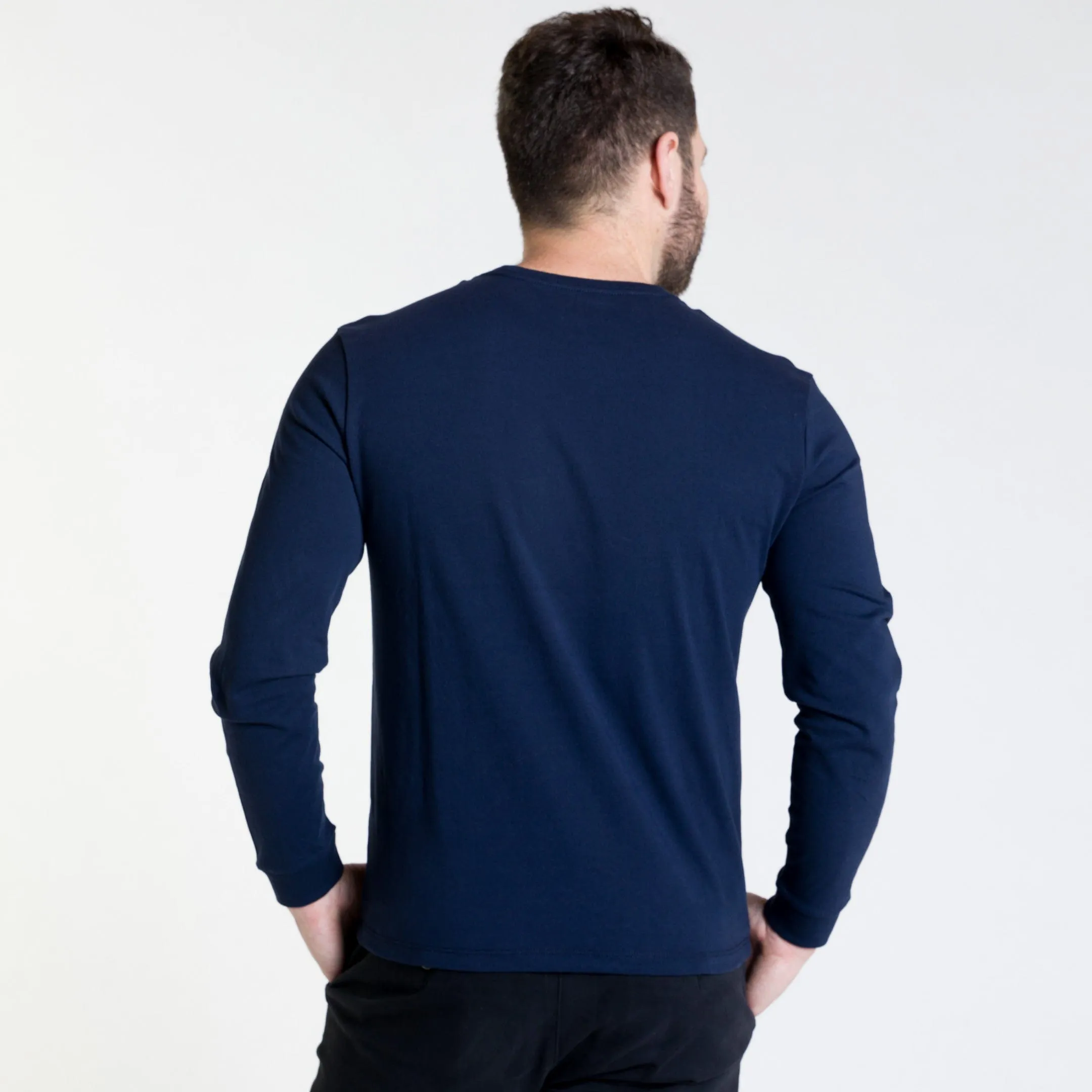 Navy Long Sleeve Pima Cotton Crew Neck Tee sold by Ash & Erie product image thumbnail 3