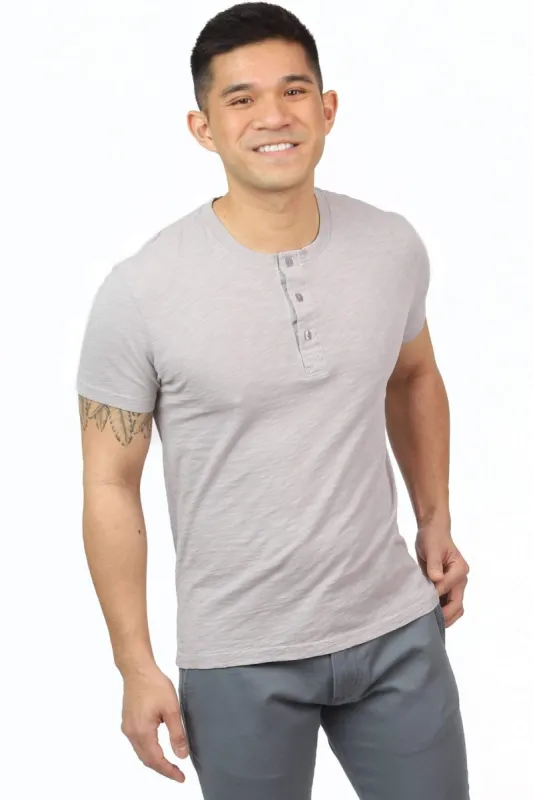 Lightweight Washed Harbor Grey Short Sleeve Henley sold by Ash & Erie