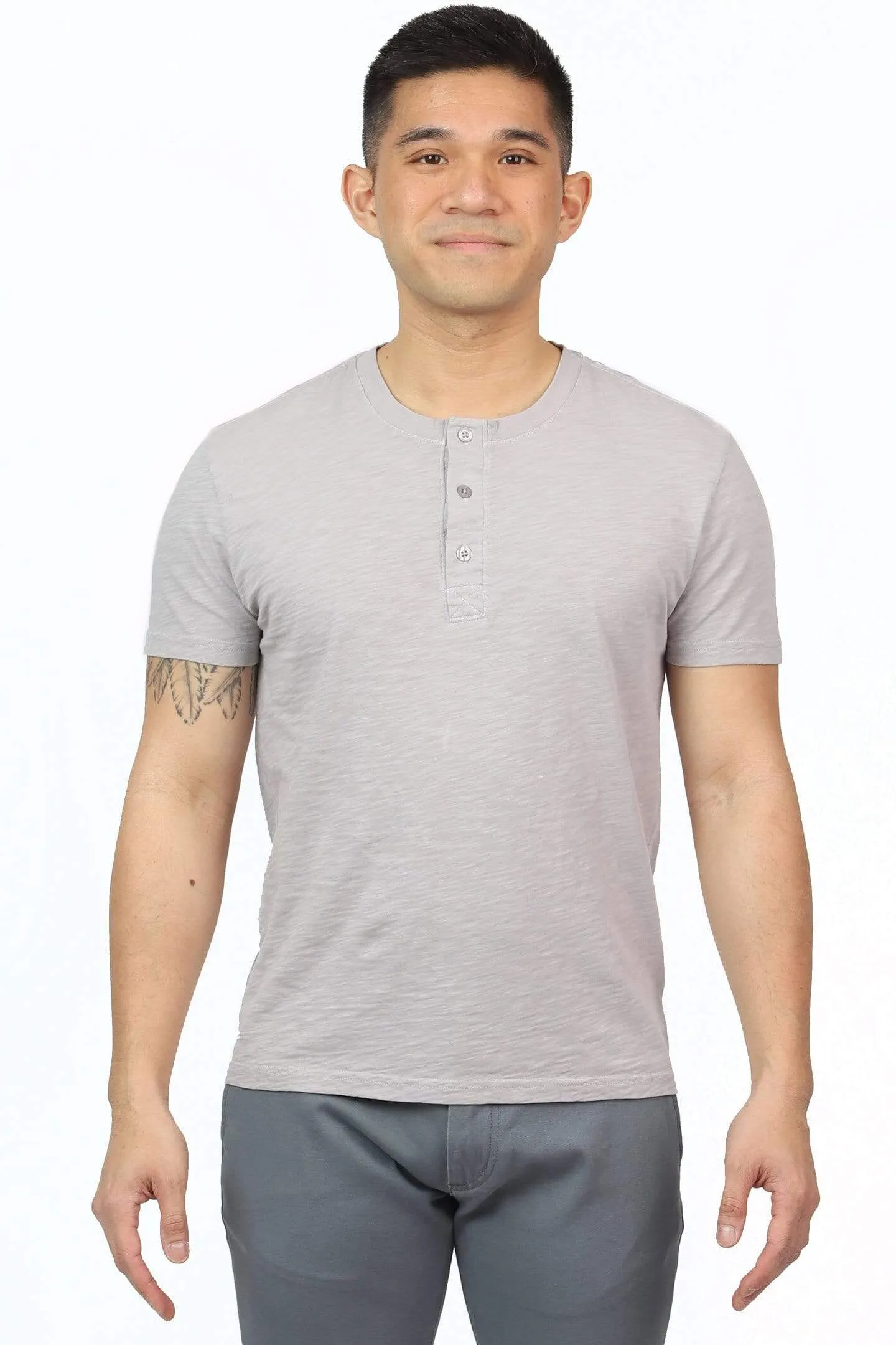 Lightweight Washed Harbor Grey Short Sleeve Henley sold by Ash & Erie product image thumbnail 3