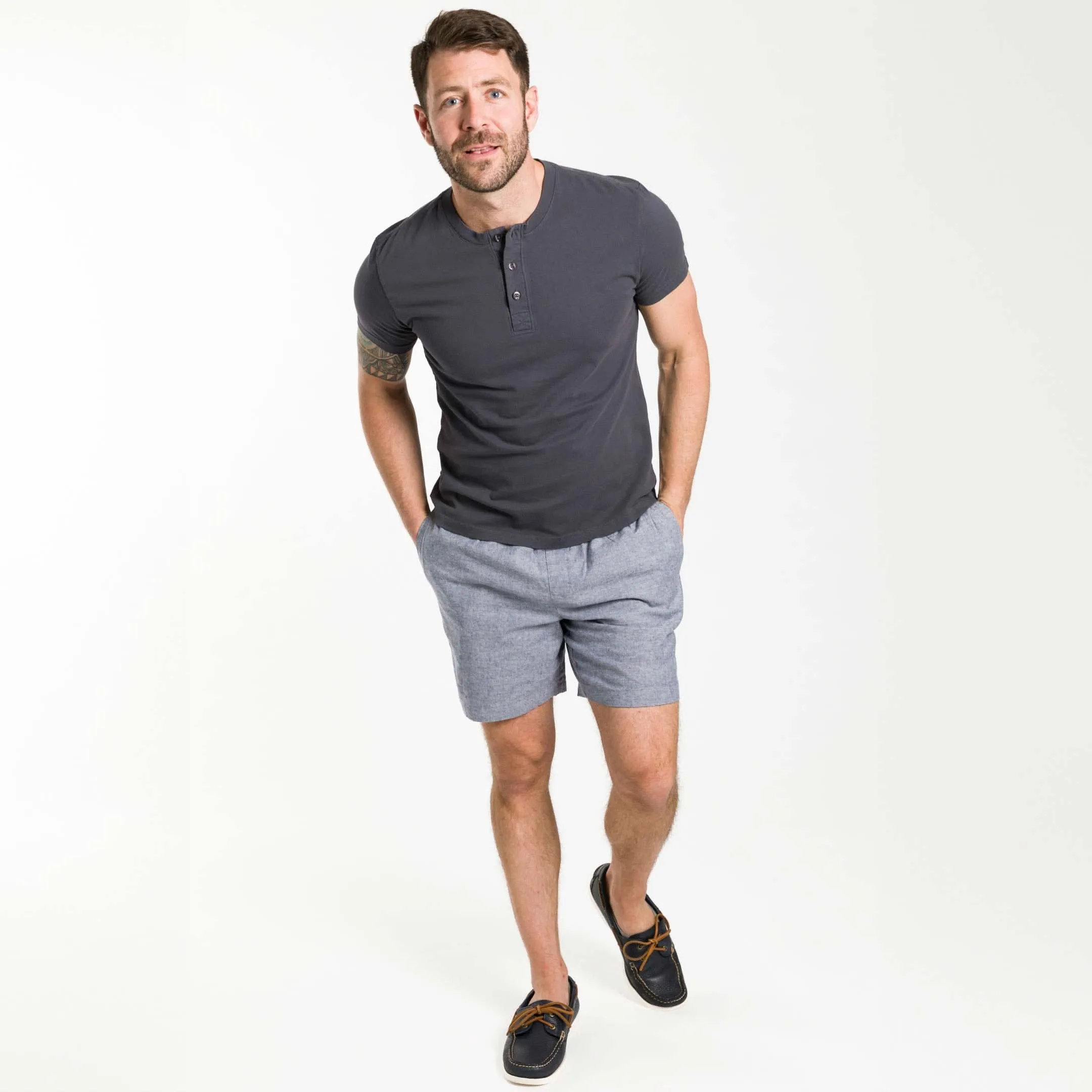 Charcoal Short Sleeve Pima Cotton Henley sold by Ash & Erie product image thumbnail 2