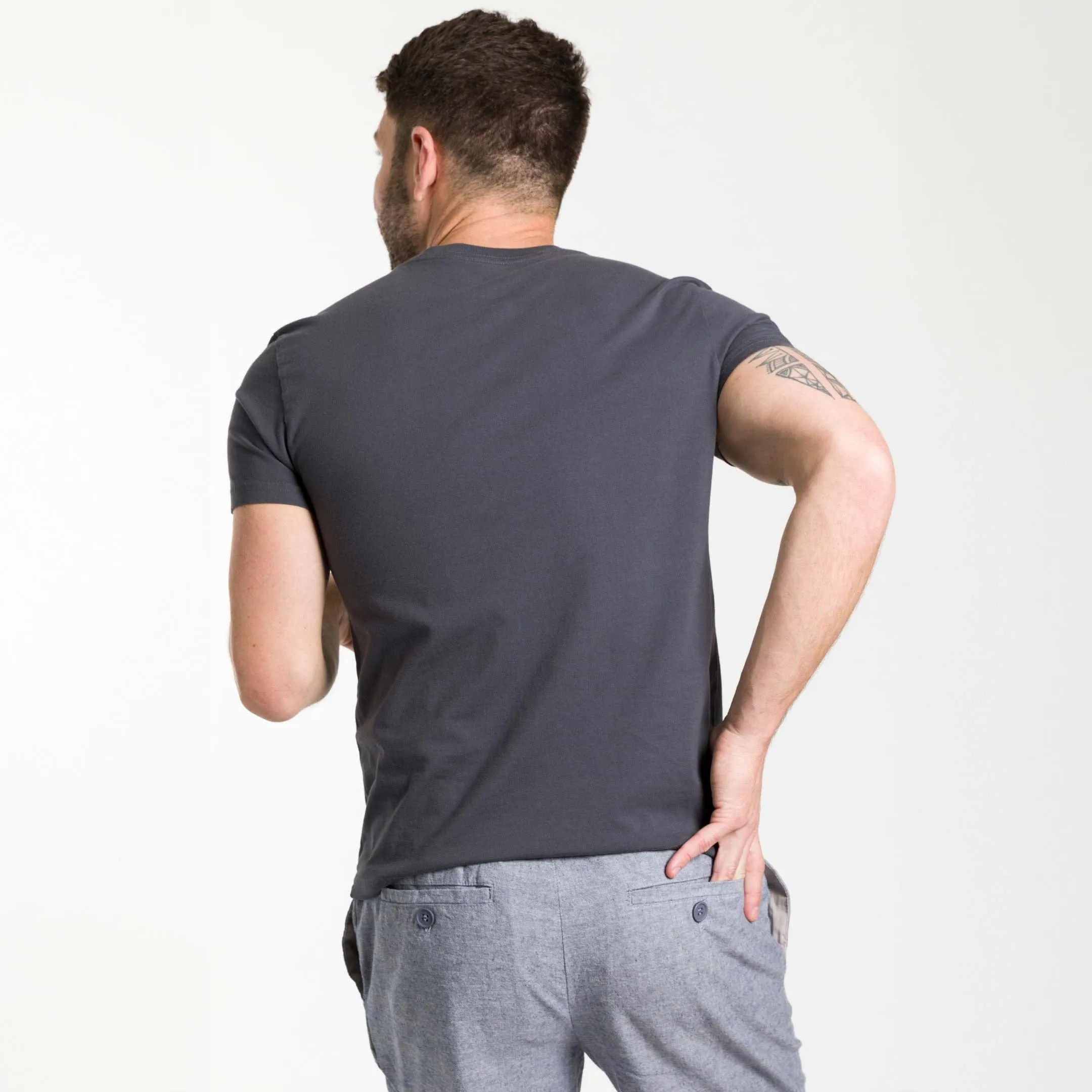Charcoal Short Sleeve Pima Cotton Henley sold by Ash & Erie product image thumbnail 3