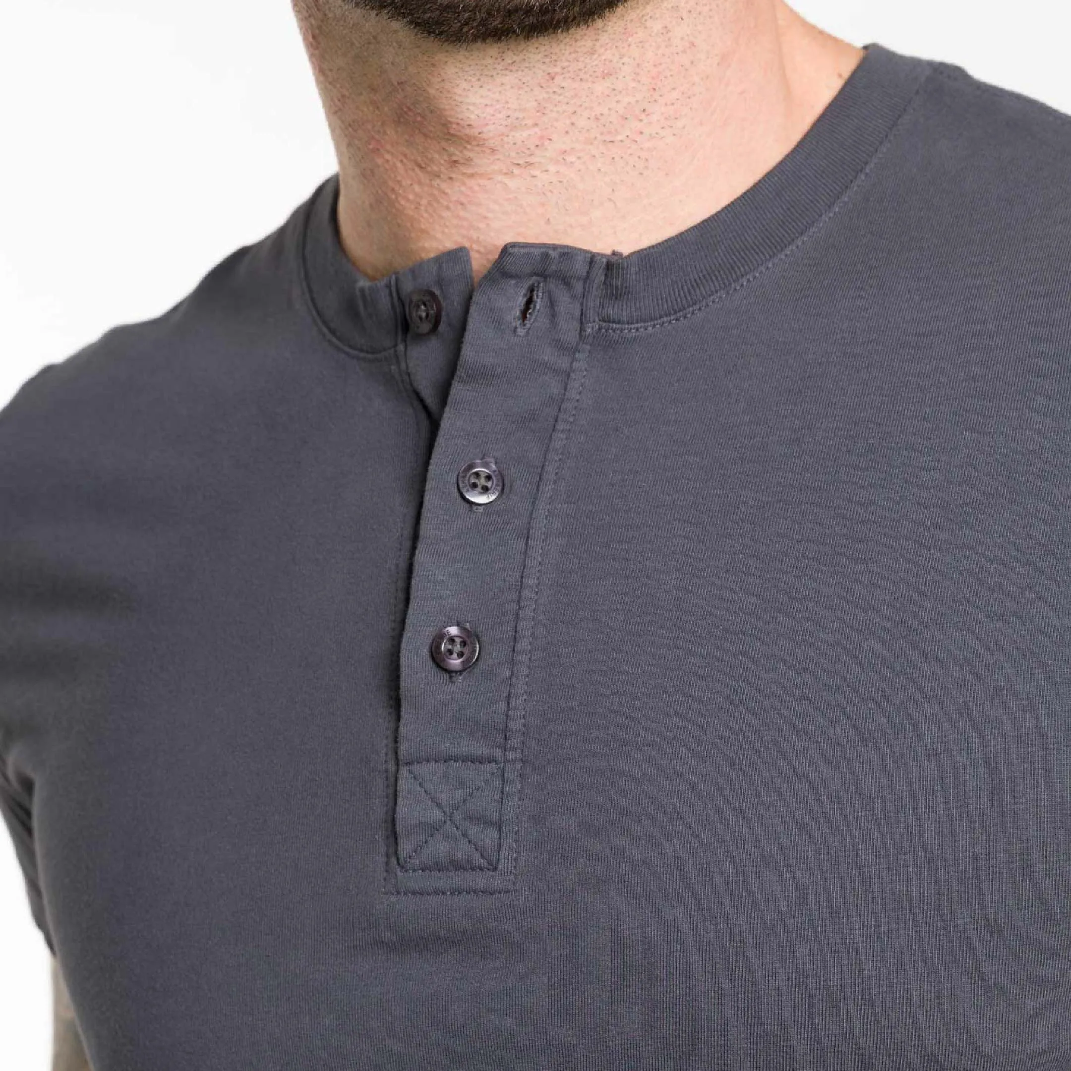 Charcoal Short Sleeve Pima Cotton Henley sold by Ash & Erie product image thumbnail 4