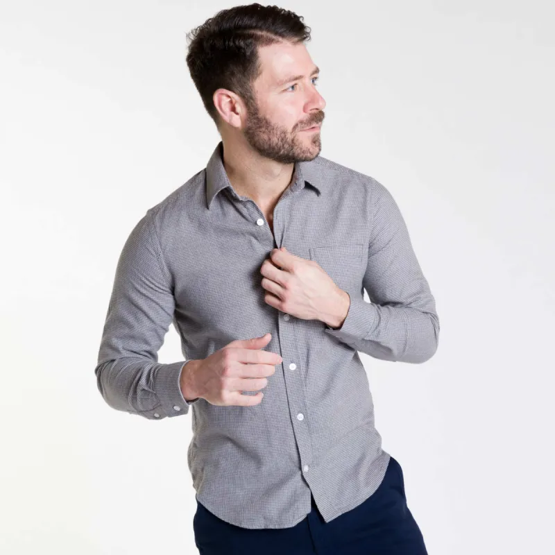 Grey Houndstooth Flannel Shirt sold by Ash & Erie