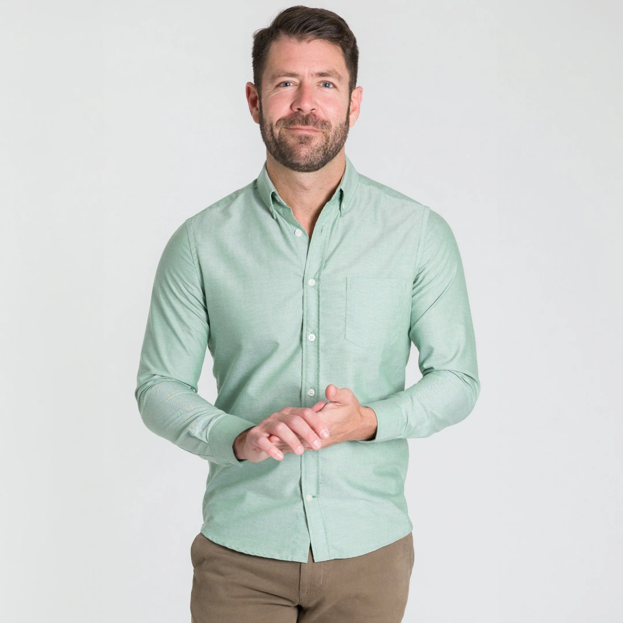 Faded Fern Oxford Wrinkle Free Shirt sold by Ash & Erie
