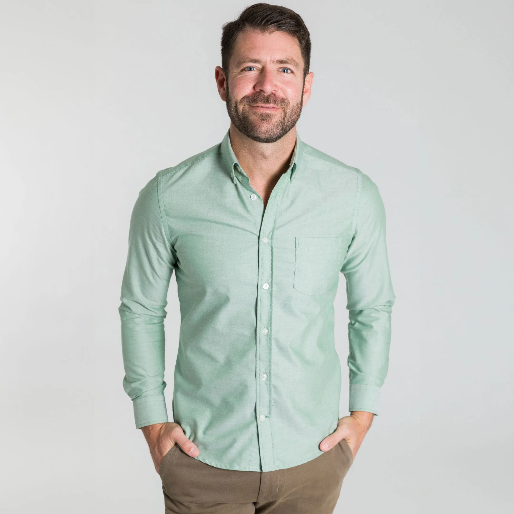 Faded Fern Oxford Wrinkle Free Shirt sold by Ash & Erie product image thumbnail 5