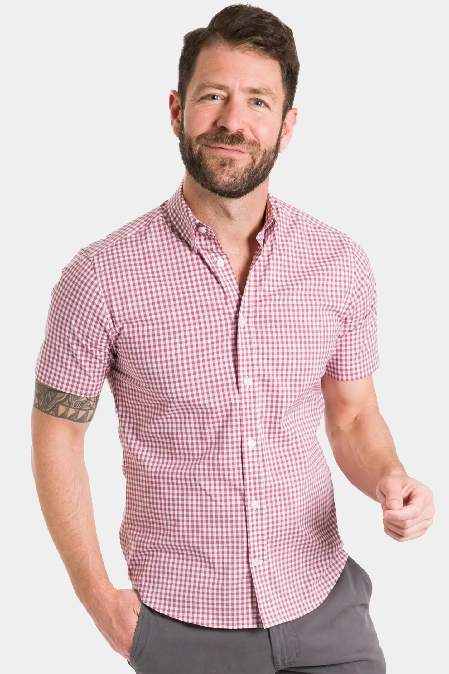 Brick Gingham Short Sleeve Shirt sold by Ash & Erie