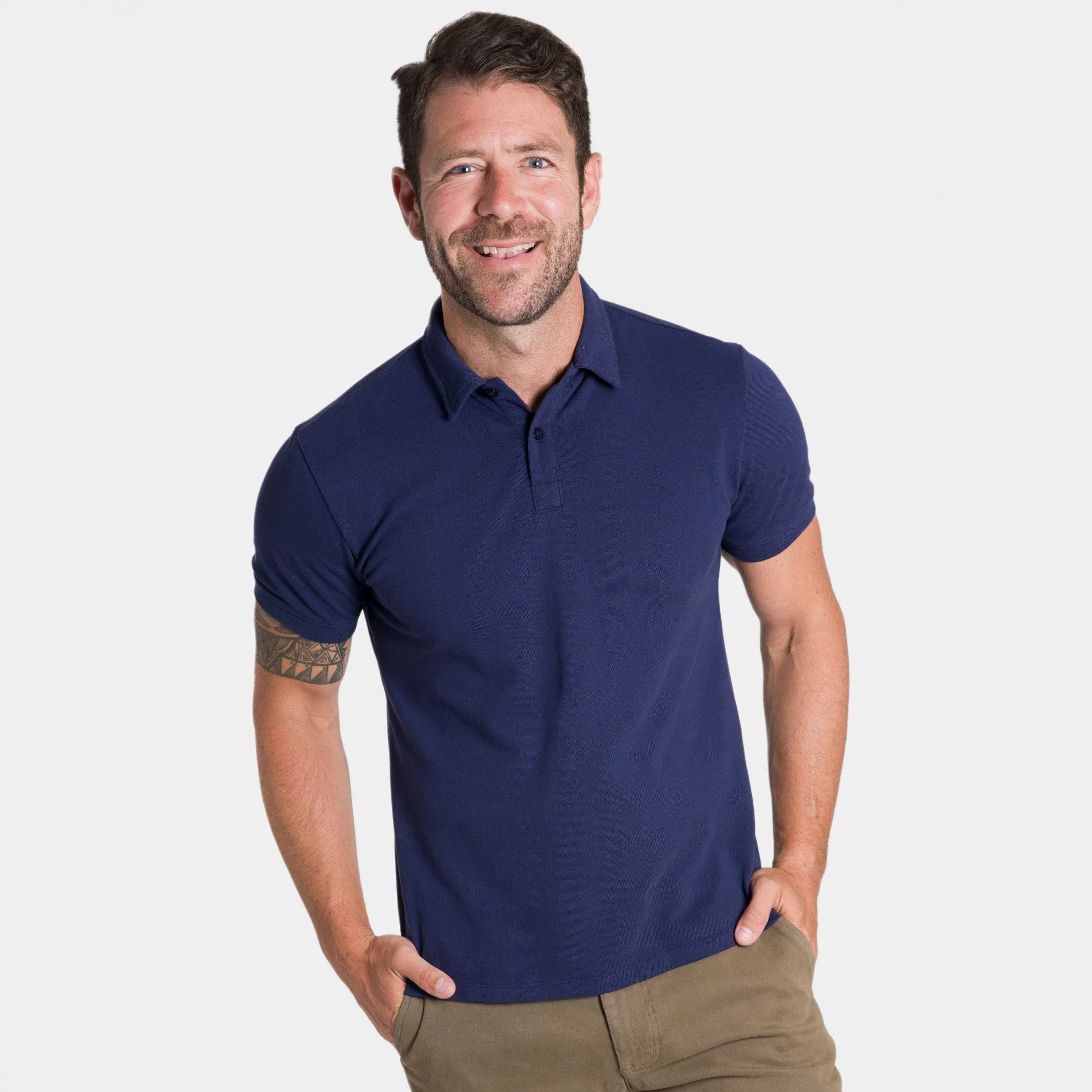 Navy Pique Daily Polo sold by Ash & Erie