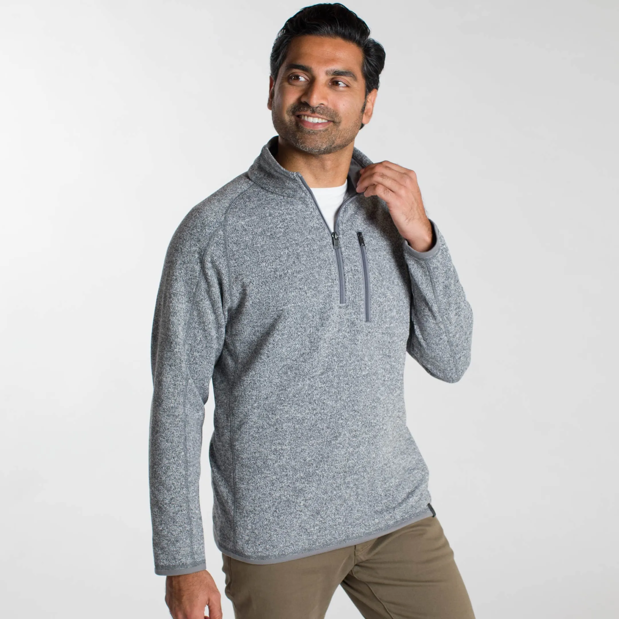 Heather Grey Quarter-Zip Fleece sold by Ash & Erie