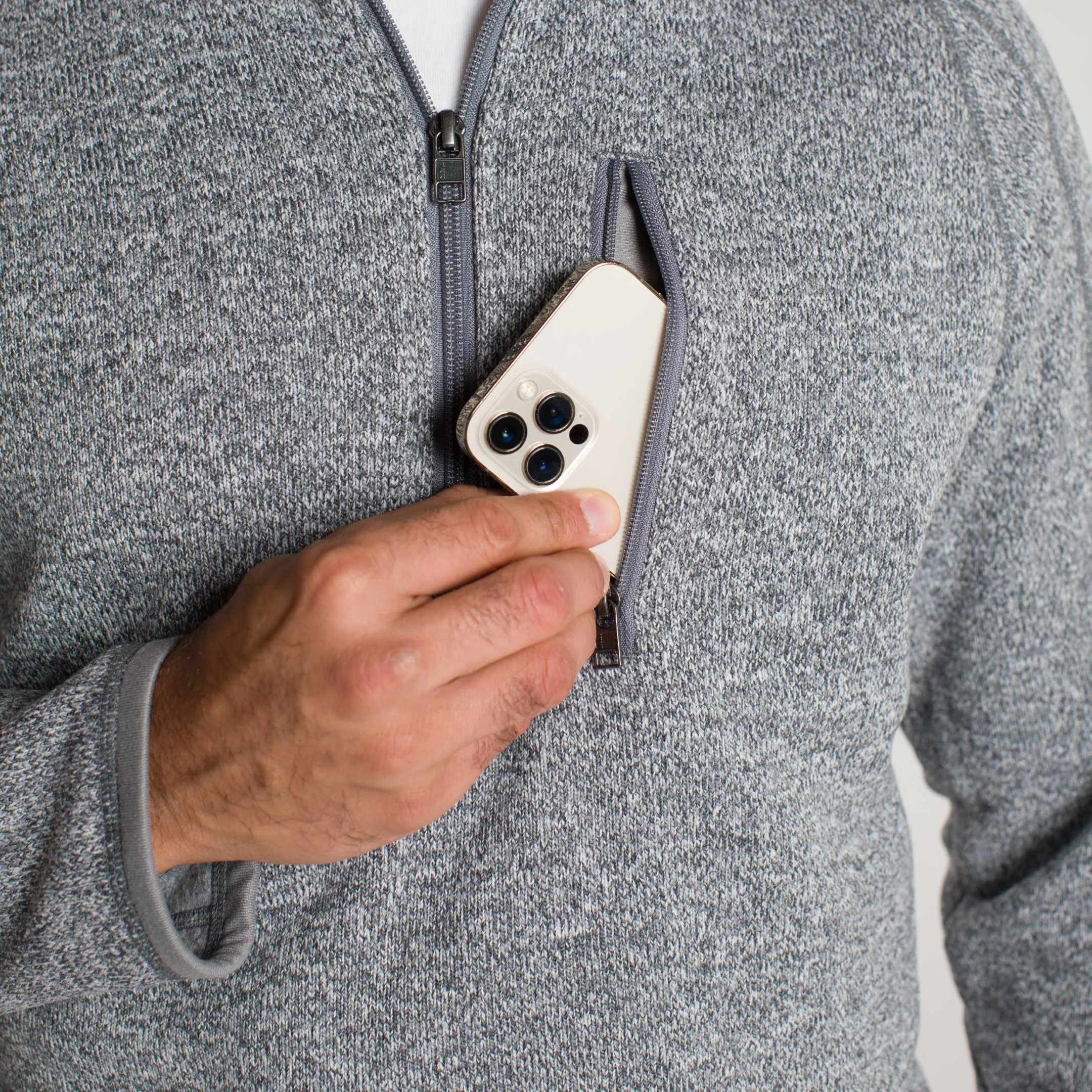 Heather Grey Quarter-Zip Fleece sold by Ash & Erie product image thumbnail 4