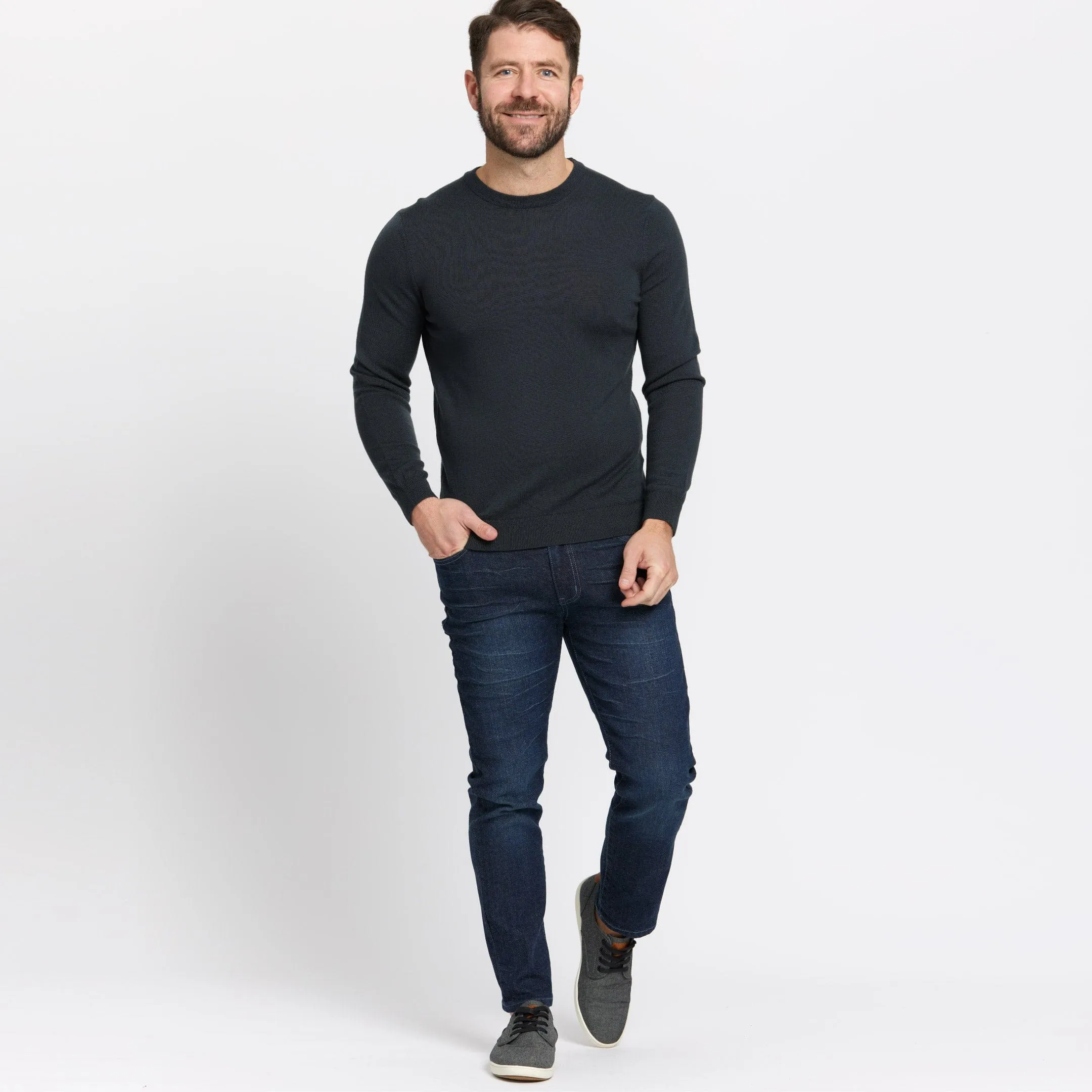 Charcoal Merino Crew Neck Sweater sold by Ash & Erie product image thumbnail 2