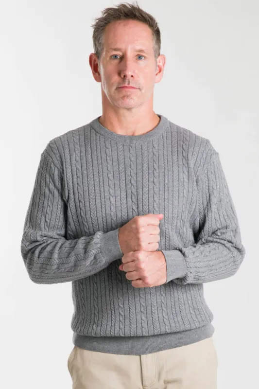 Grey Cable Knit Sweater sold by Ash & Erie