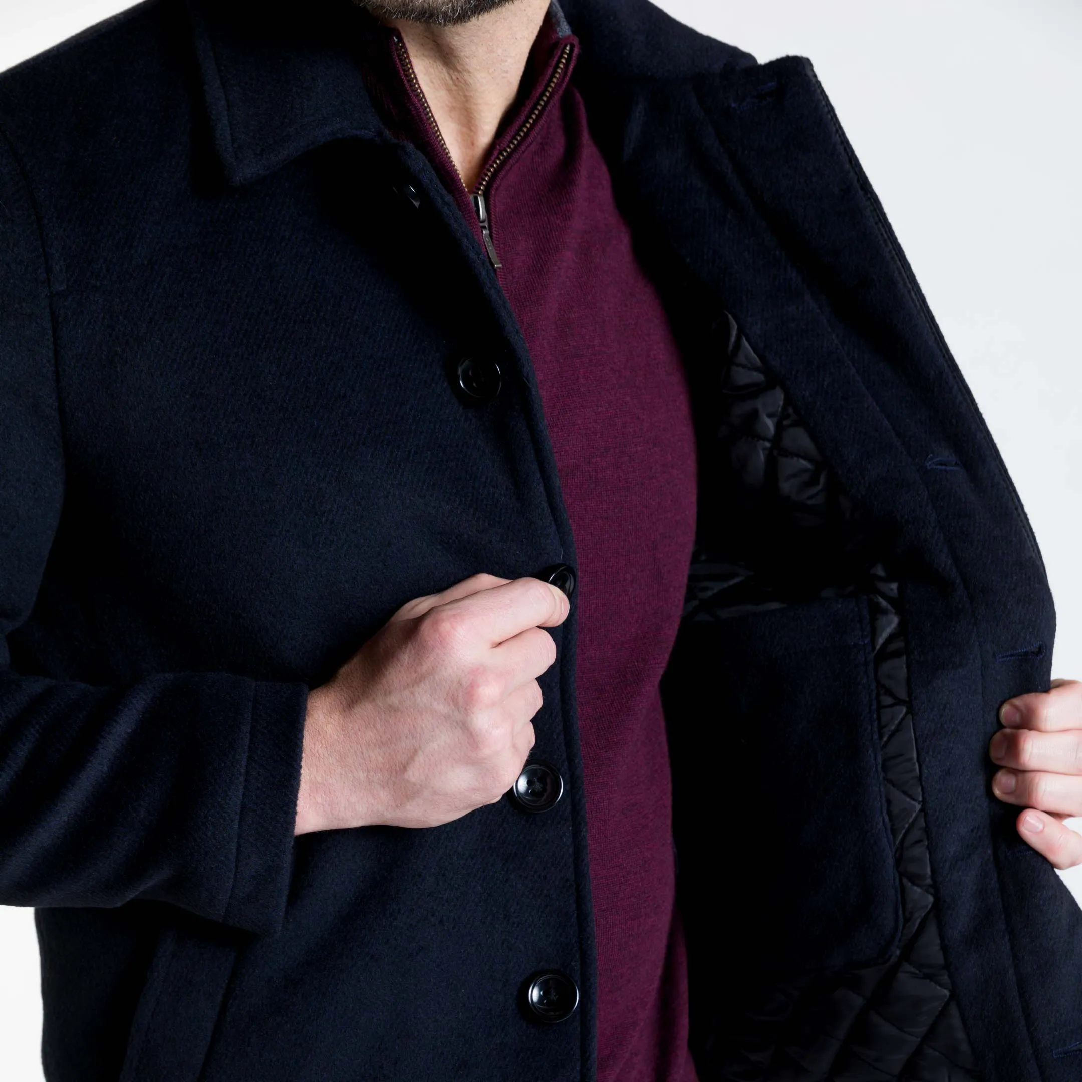 Navy Herringbone Peacoat sold by Ash & Erie product image thumbnail 5