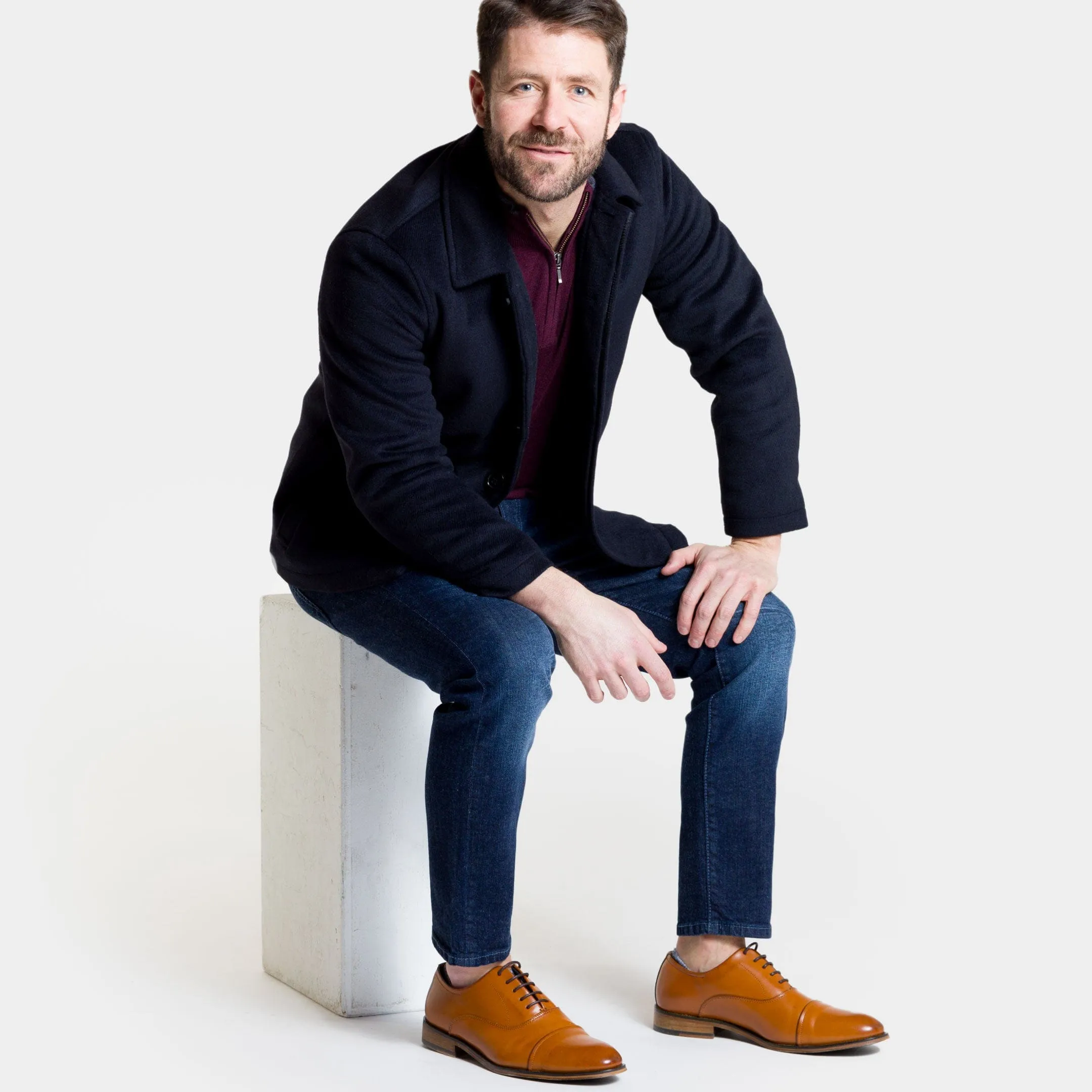 Navy Herringbone Peacoat sold by Ash & Erie