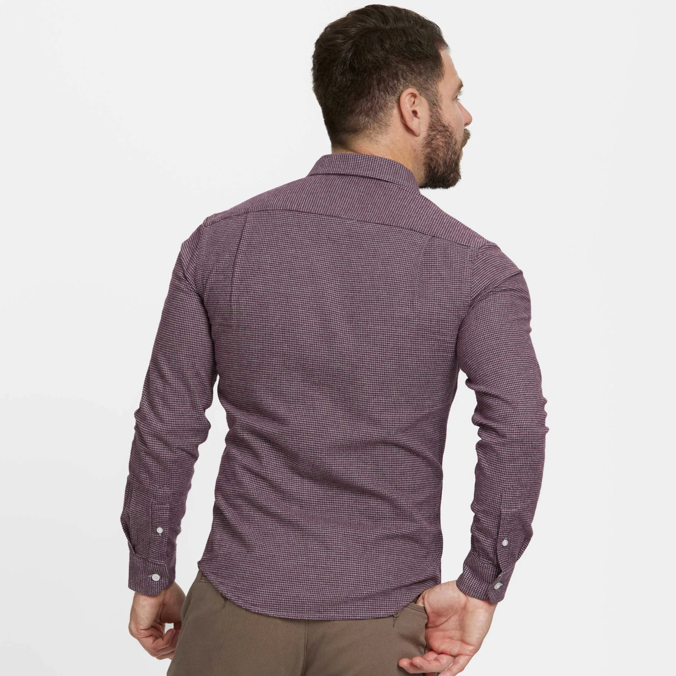 Burgundy Houndstooth Flannel Shirt sold by Ash & Erie product image thumbnail 3